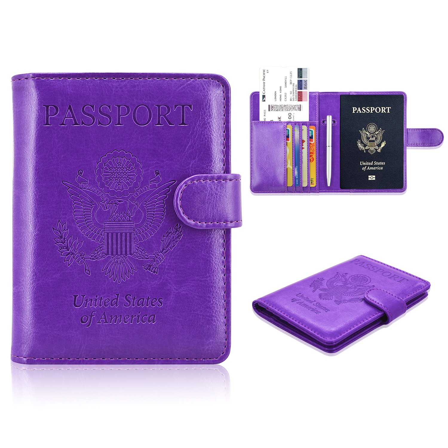 Reisepasshülle, ACdream Schutzhülle aus Premium-Leder, RFID-blockierend, für Reisepass,, violett (Violett) - 600292788268
