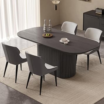 70" Oval Dining Table with 4 Chairs, Modern Kitchen Table Set, Luxury Rectangular Dinner Table, Dining Table for Kitchen, Living Room, Breakfast Nook