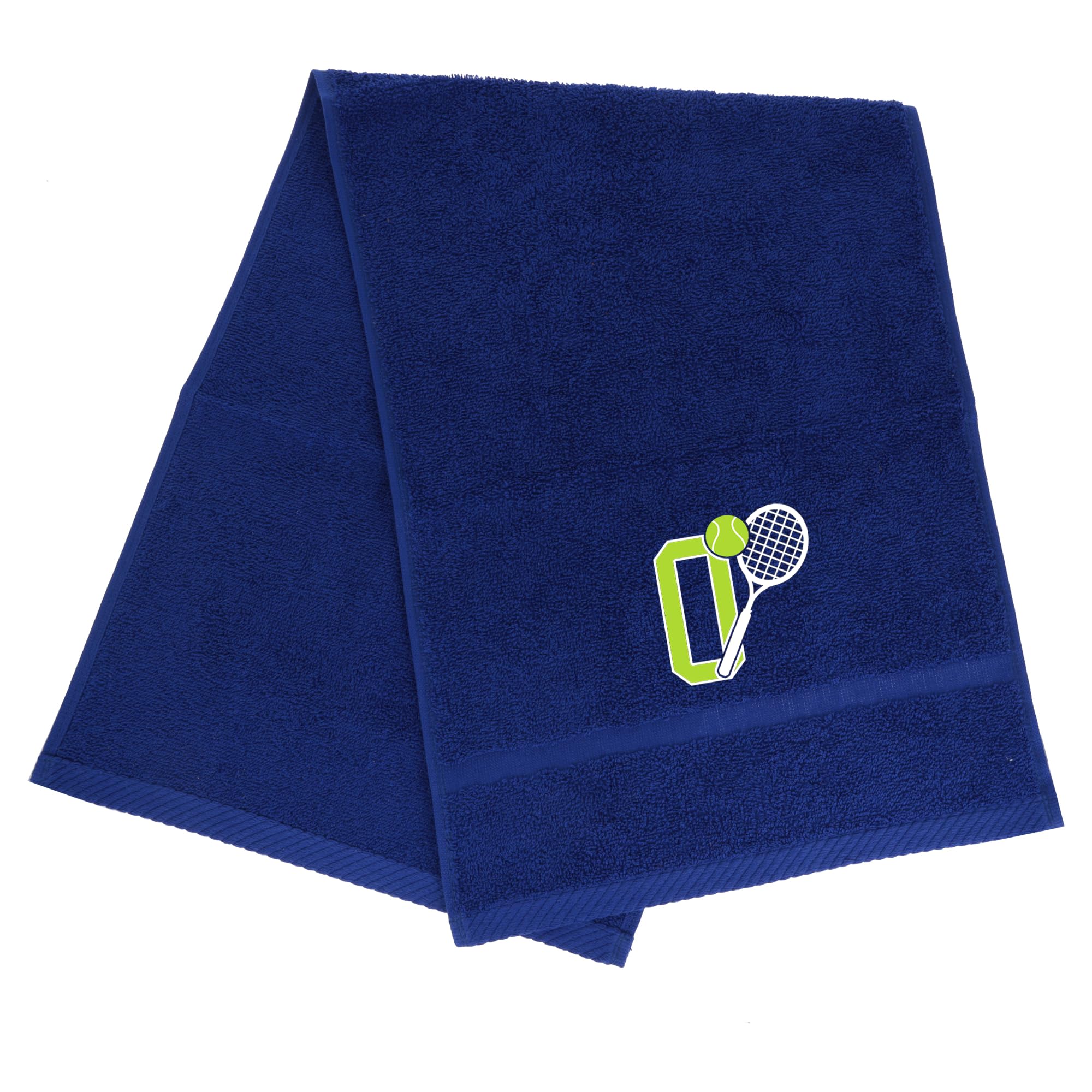 Tennis Towel with Monogrammed Embroidery Initial Gift for Men & Women, Training Accessory Gift, Gym Towel Present for Tennis Players Birthday, Retirement, Christmas - Royal Blue, O