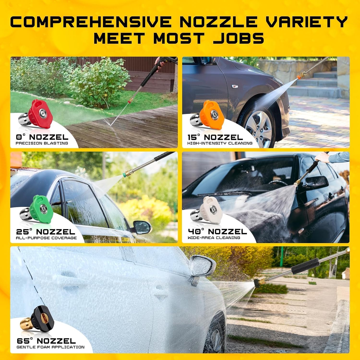 Foam Cannon Kit, 1L Bottle with 5 Pressure Washer Nozzle Tips & Turbo Nozzle, 1/4 Inch Quick Connector, 4000 PSI Max, Compatible with Gas Pressure Washers&Electric Pressure Washers