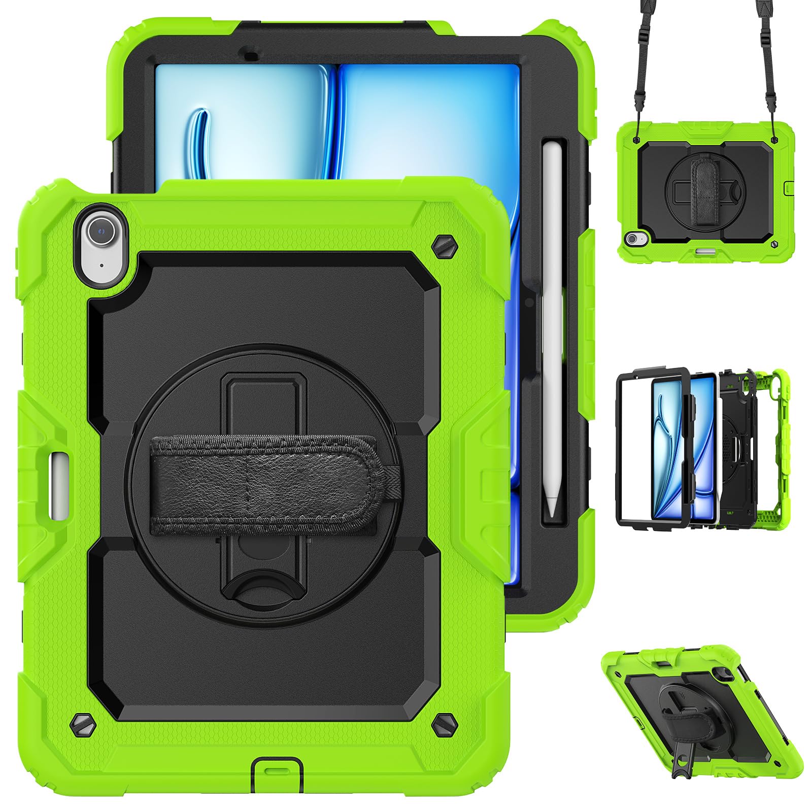 Étui intégral iPad Air 11 M4 avec protège-écran et support vert - 8