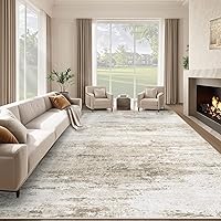 LOSBULAKE Washable 8x10 Beige Area Rug - Soft Non-Slip Low Pile Modern Abstract Rug for Living Room, Bedroom, Kitchen, Nursery