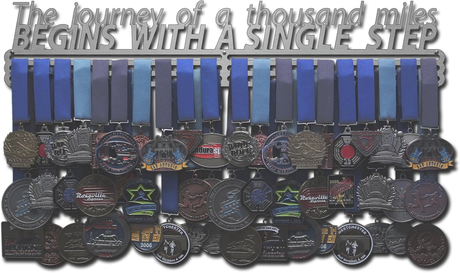 Allied Medal Hangers - The Journey of a Thousand Miles Begins with a Single Step - Multiple Variations Offered - Sports Awards Holder Display Hanger Rack
