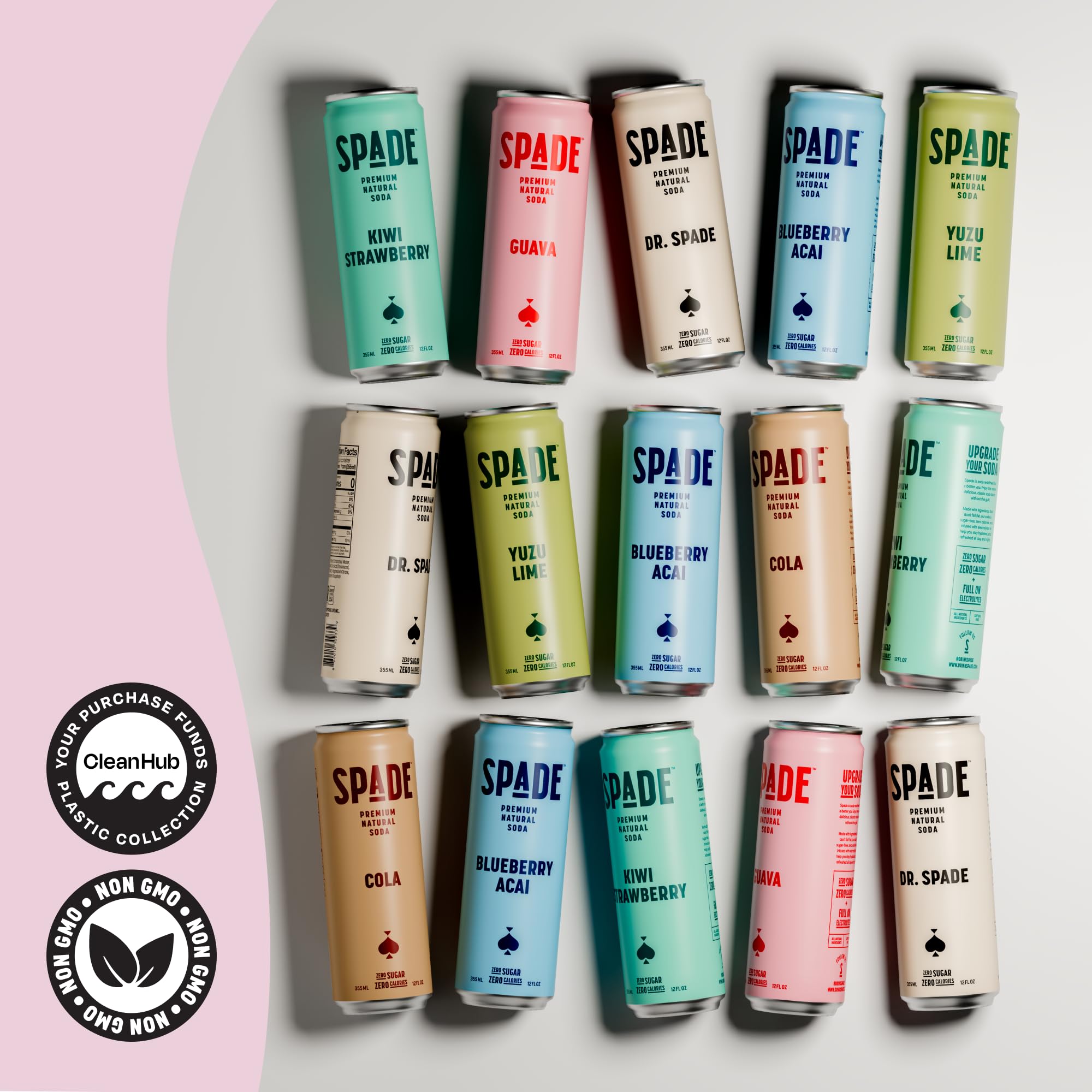 Spade Soda Guava 12 Pack, Premium All-Natural, No Sugar, No Calories, Electrolytes, Magnesium, Potassium, Healthy Non GMO, Sweet Quality Stevia, No Artificial Sweeteners, Great Taste, Bold Taste