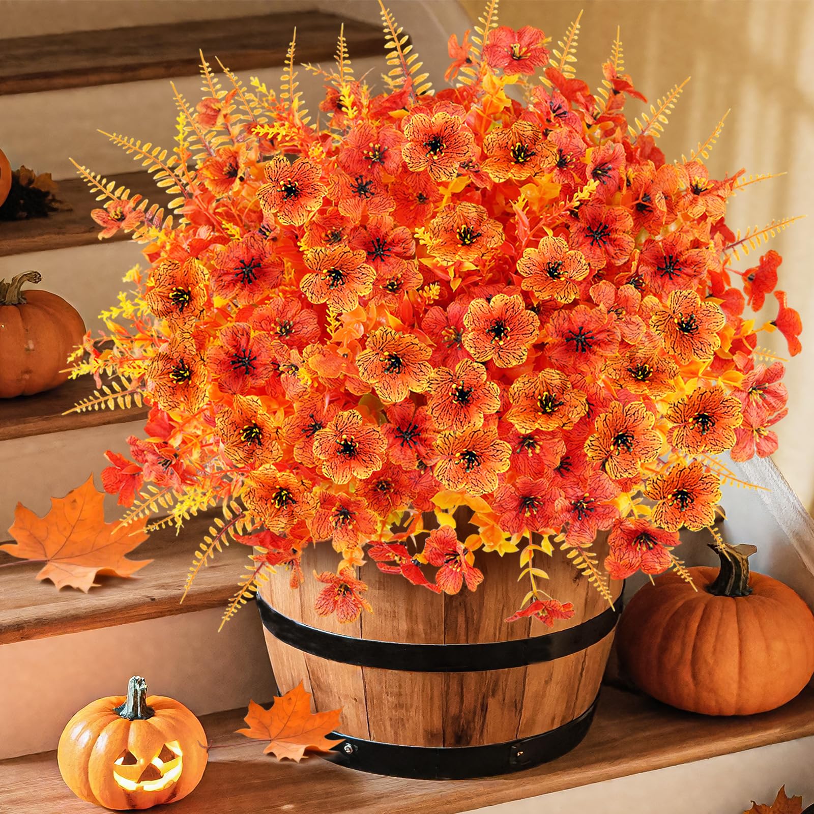 AmberFun 16PCS Artificial Fall Flowers