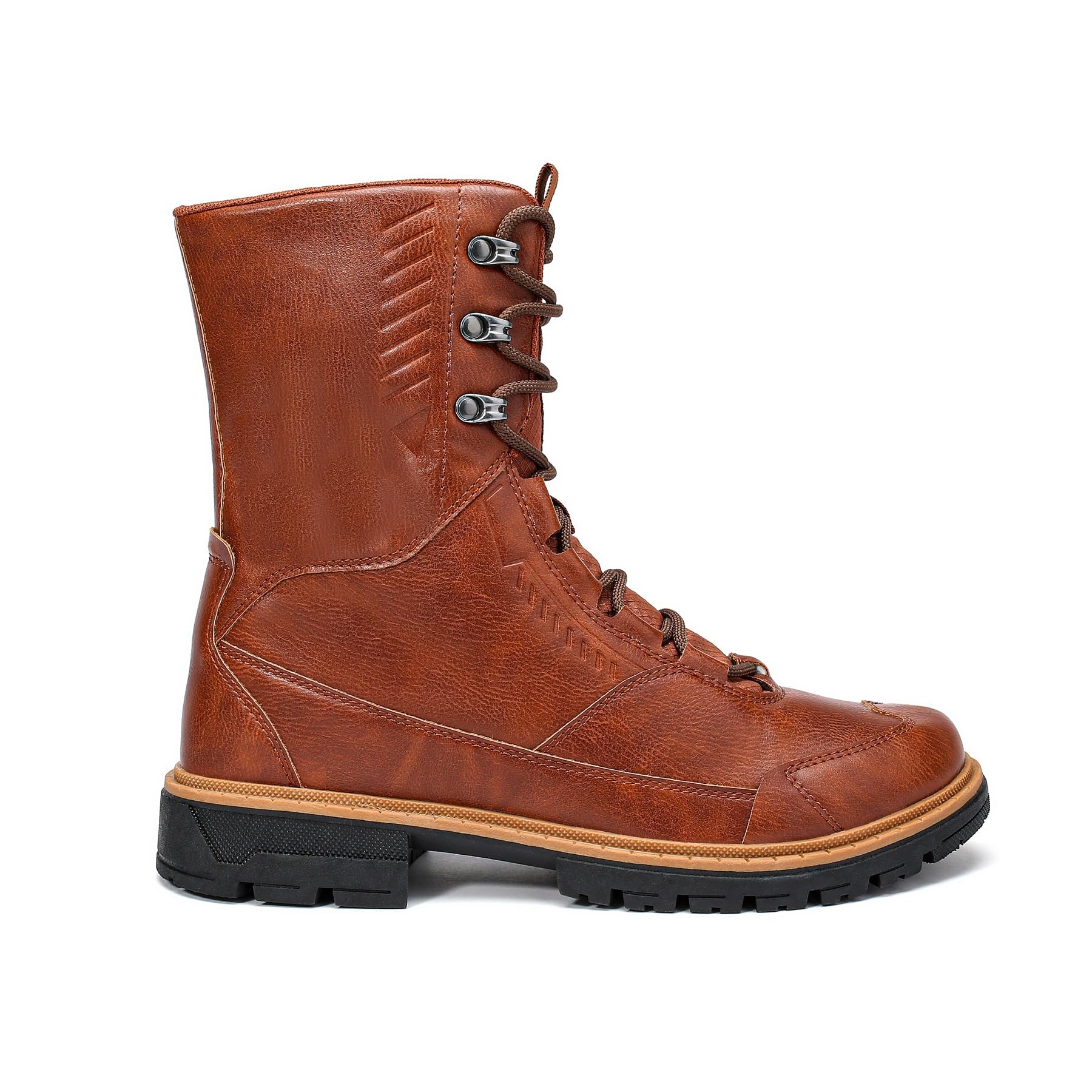 YOUTHUP Bottines homme hautes à lacets style rétro simili cuir | Finition vieillie lacets réglables semelle adhérente coutures renforcées maintien stable pour ville marche et sorties d'hiver