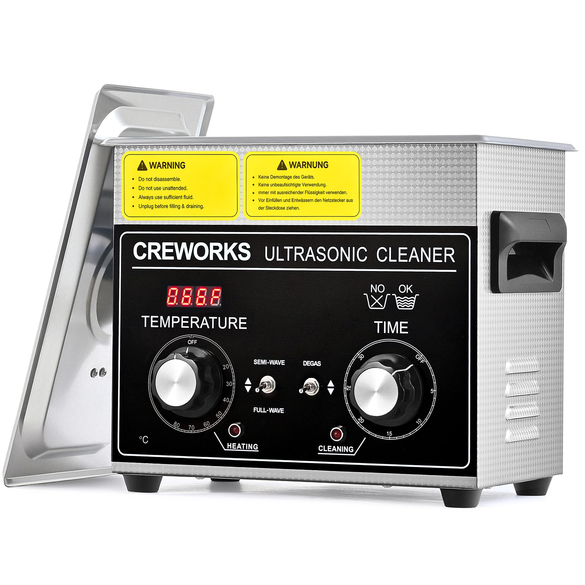 Pulitore Ultrasuoni 3L 120W Acciaio Inossidabile con Riscaldatore Timer Degas