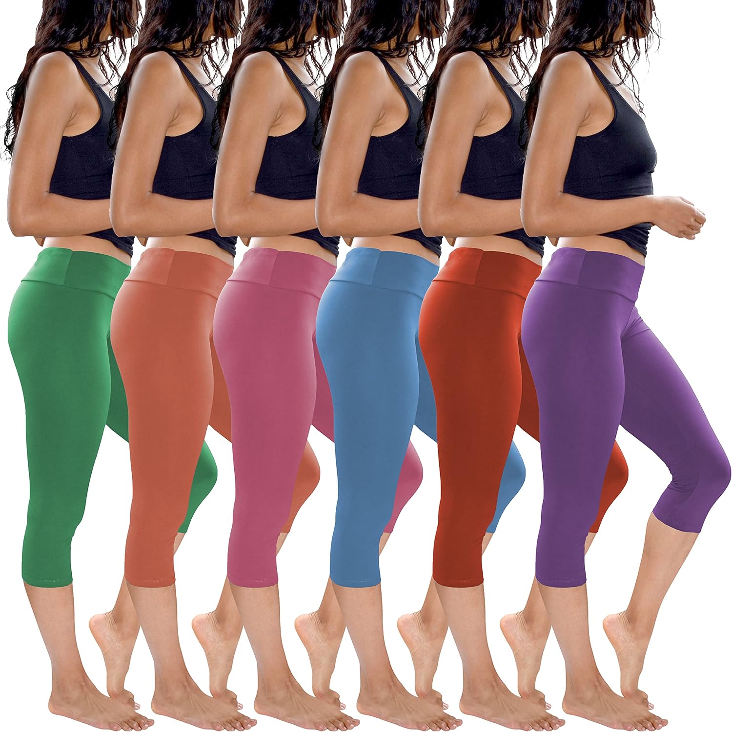 Damen CapriLeggings, 3er Pack & 6er Pack, weich, gebürstet, aktiv