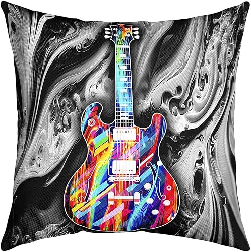 Funda de almohada colorida de guitarra con teñido anudado para sofá, funda de cojín cuadrada con textura de mármol abstracto para niños y niñas, 16 disponible en Yaxa Peru