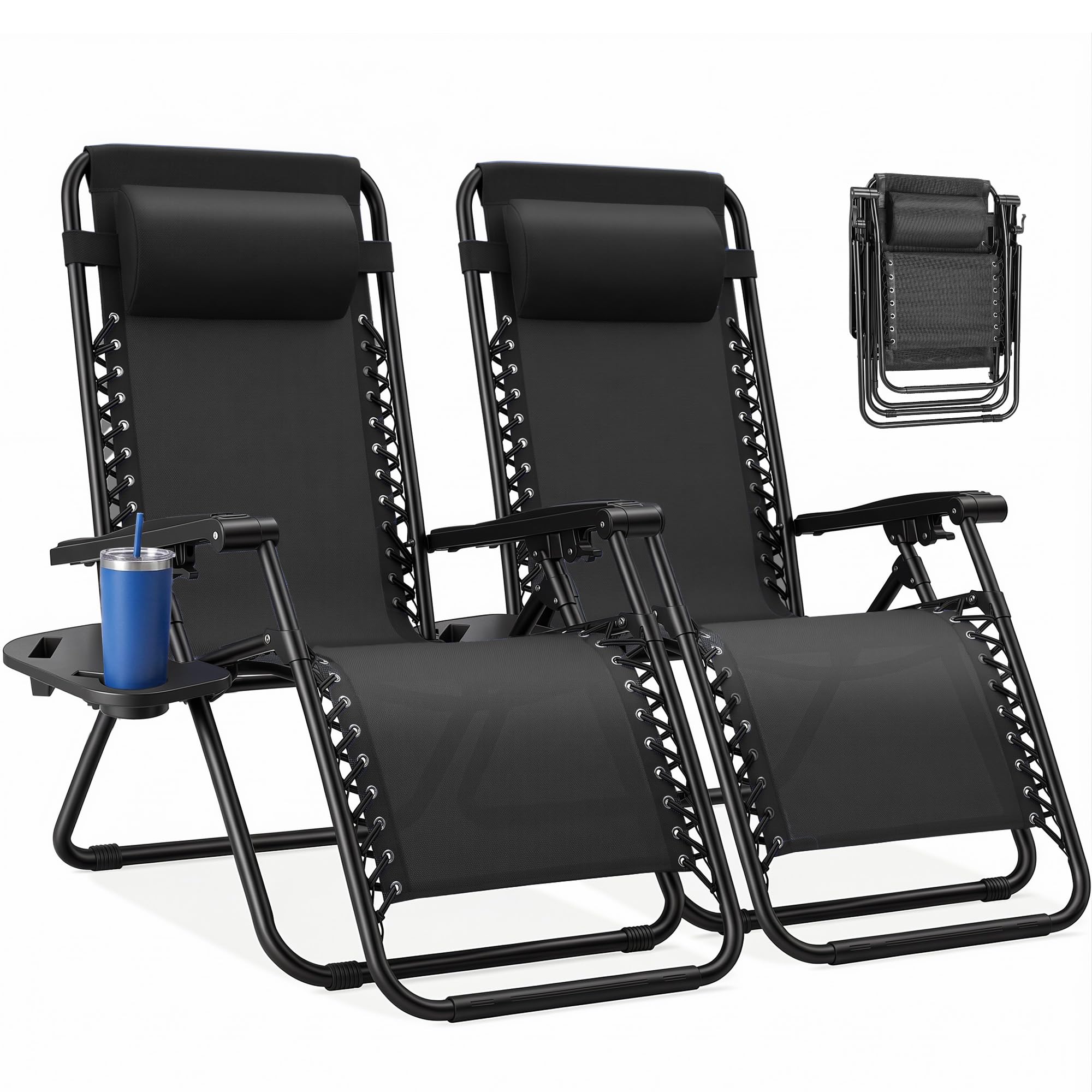 NEWBULIG Zero Gravity Chairs Set of 2 Folding Lounge Recliner Chair
