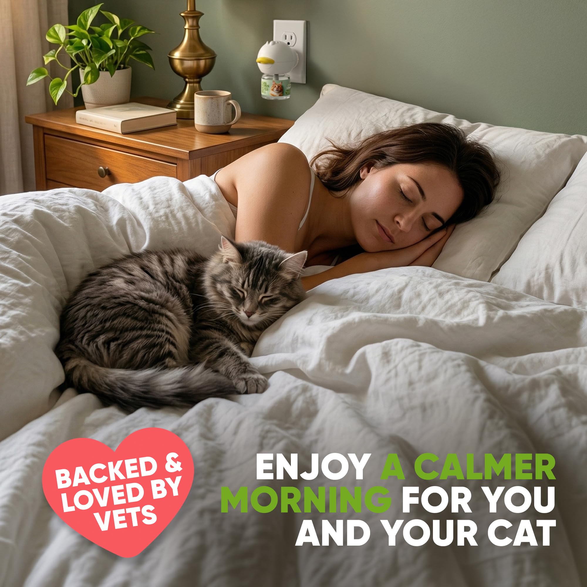 STUNICK CC1 Diffuseur apaisant pour chat, phéromones apaisantes, approvisionnement de 60 jours, 1 diffuseur et 2 recharges pour le stress, la pulvérisation d'urine, les combats de chats, l'agressivité