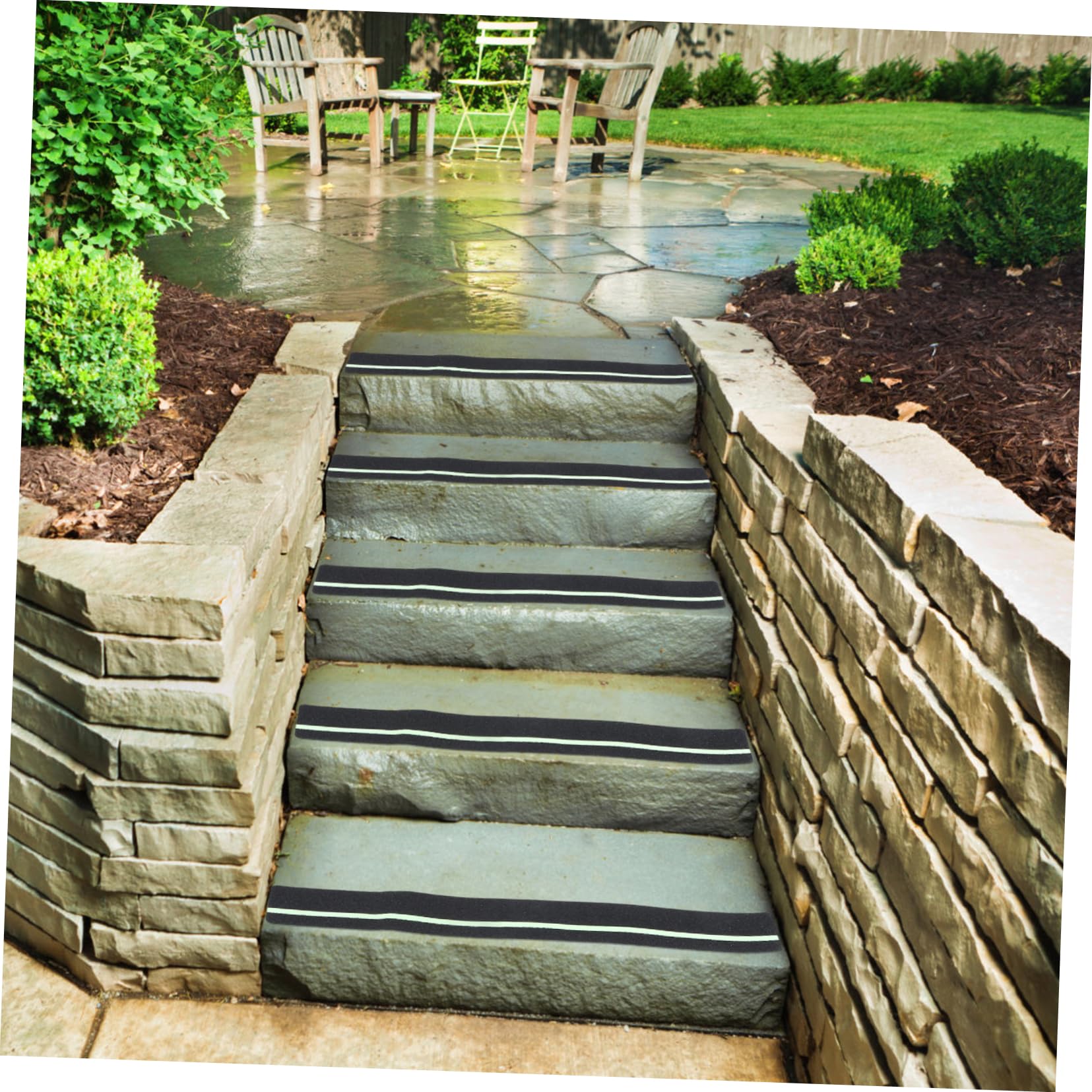 Alipis 12 Piezas Alfombrillas Antideslizantes Escaleras con Reflectantes Uso Exterior Interior Resistente al Agua y Seguridad Escaleras