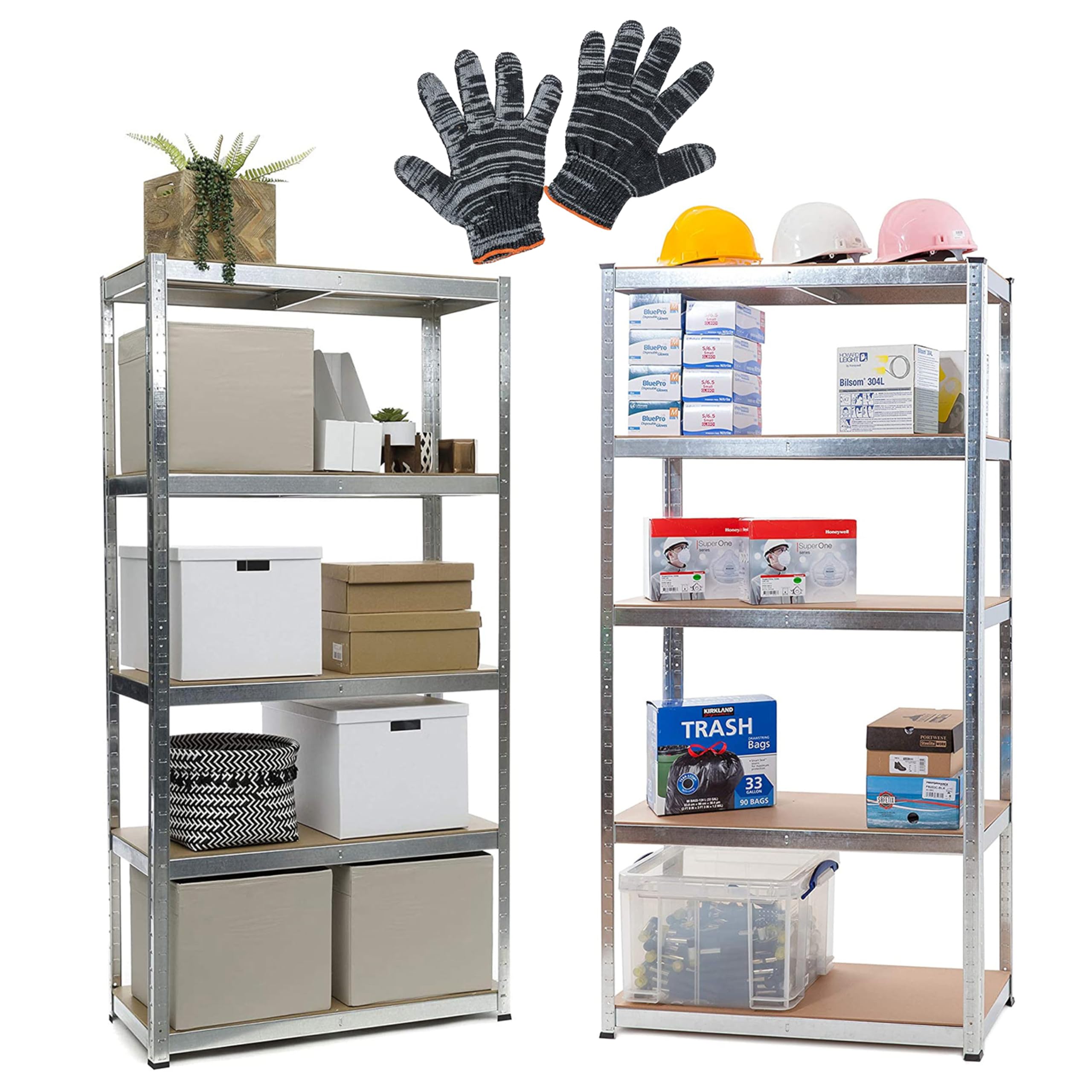 Crystals 5-Tier Racking Shelf Heavy Duty Garage Shelving Units - 180cm x 90cm x 40cm with 875KG Total Capacity (175KG Capacity per Shelf) - Perfect for Workshop, Shed, or Office Storage [2-BAY]