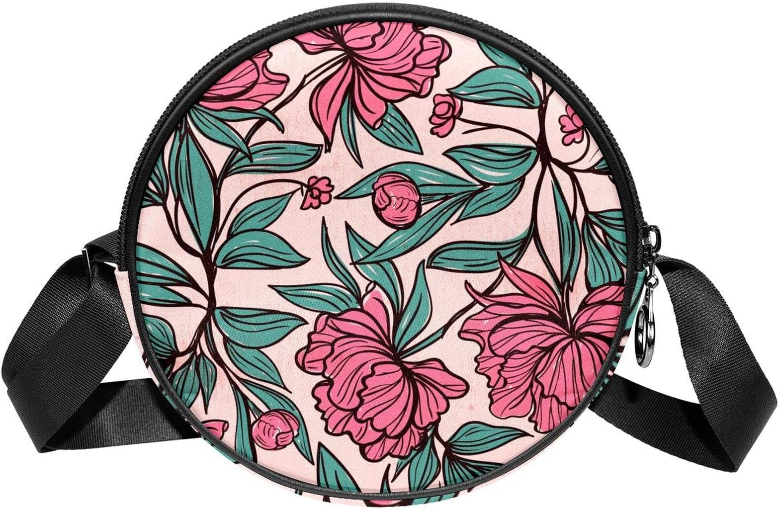 GenericTropical Pink Floral Flower Crossbody Bag Messenger Bag Purse for Women