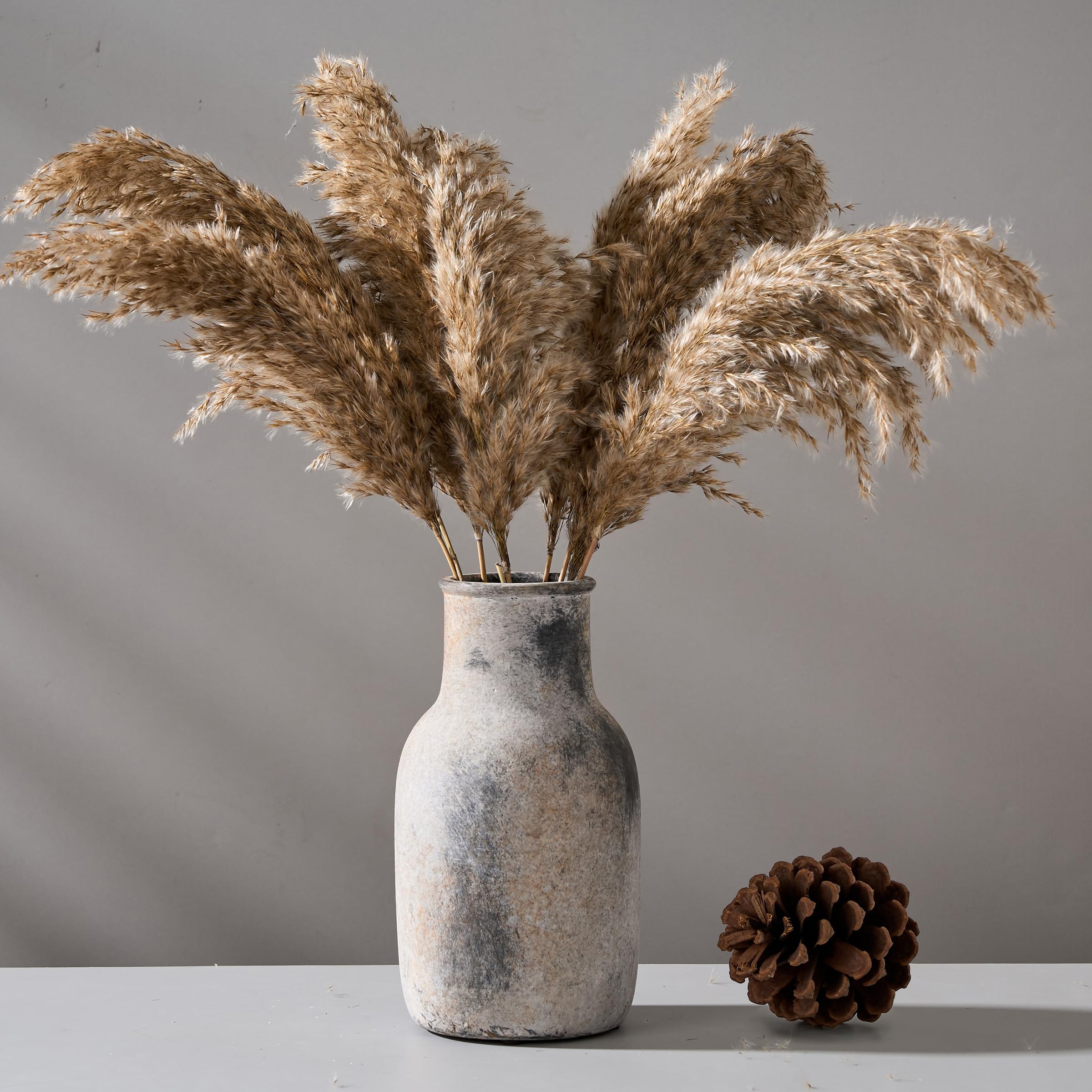 Amazon.com: PORCER 8.27 英吋(約20.8 公分)陶瓷花瓶,鄉村陶土花瓶農舍