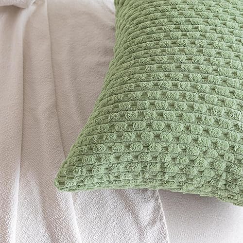 Miniatura 8 de Henzxi Juego de 2 fundas de almohada decorativas de pana suave, fundas de almohada cuadradas a rayas, estilo bohemio, decoración del hogar rural