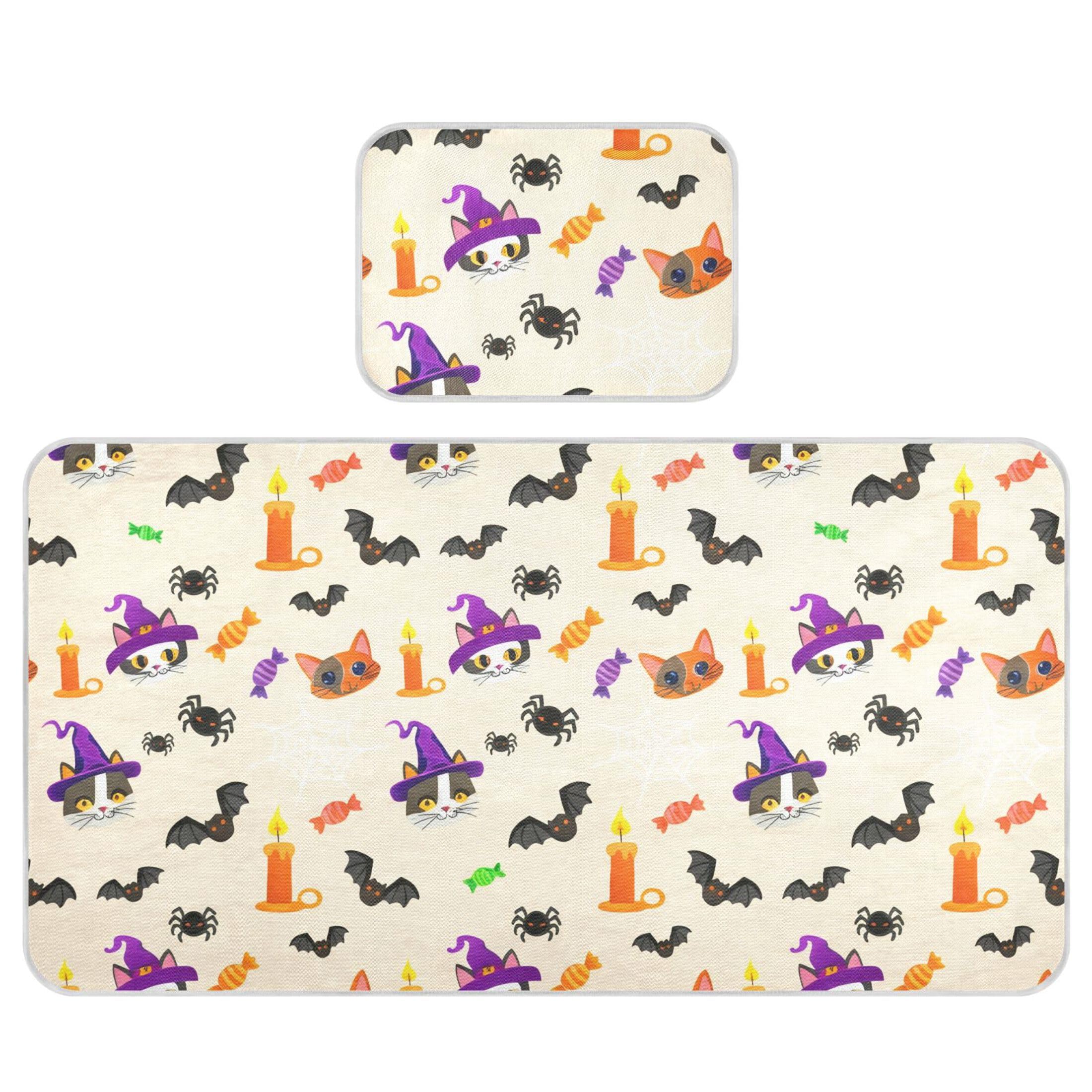 Burbuja Baby Cooling Mat Halloween Cat Faces Bed Pad Ice Silk Cool Mat for Crib Mattress, Sleeping Pad with Pillowcase for Girl Boy, 28x52 in