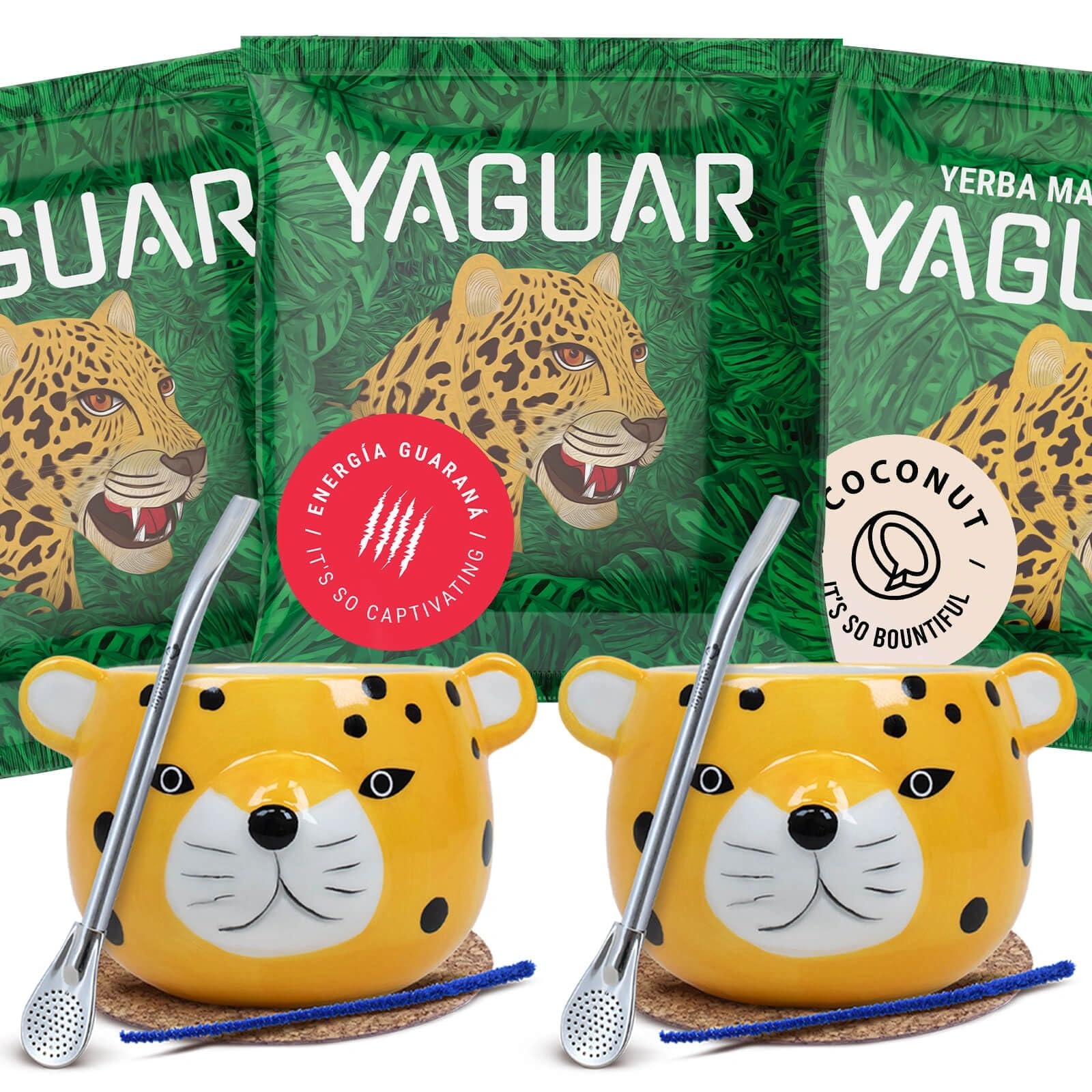 Kit yerba mate duo Yaguar coffret calebasse bombilla 3x50g