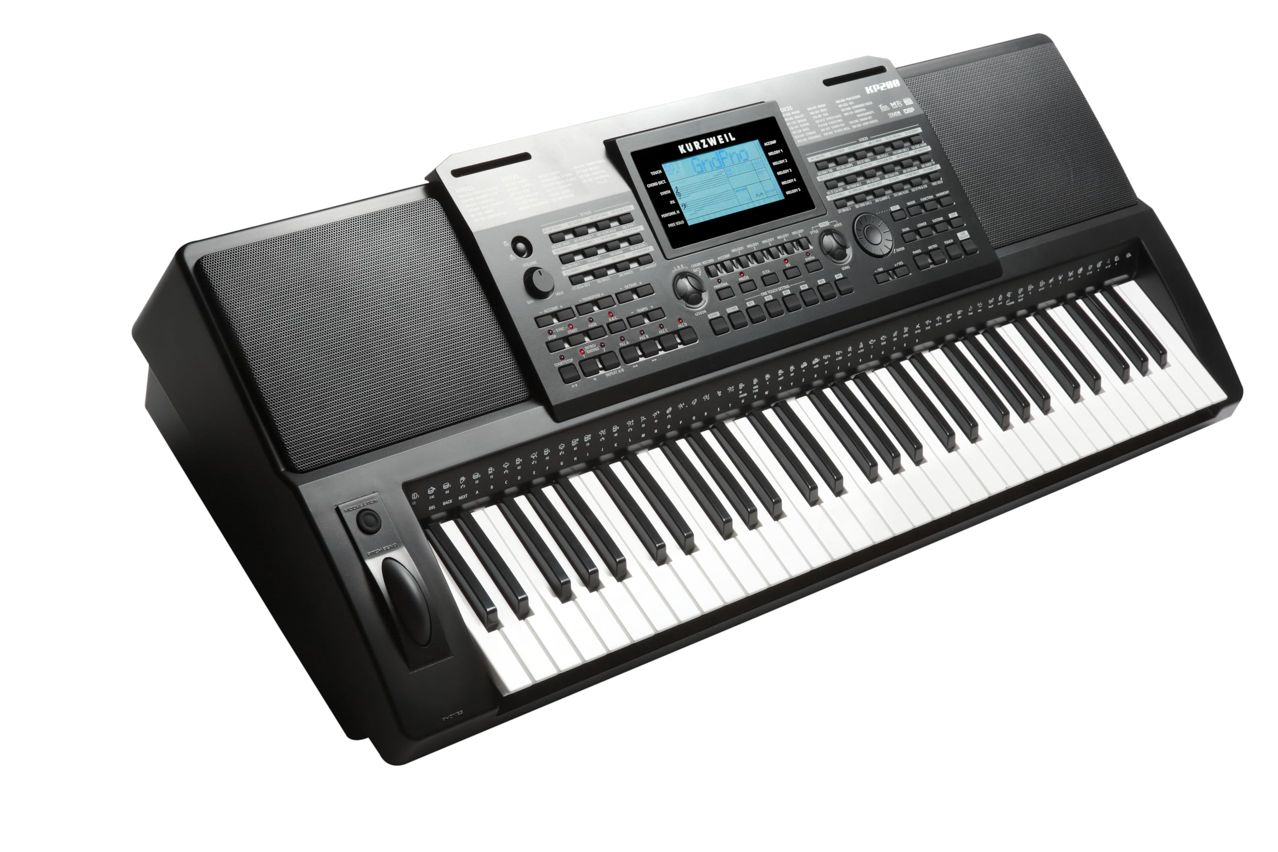 Kurzweil KP200, Arranger Keyboard, 61 leichtgewichtete Tasten mit Anschlagdynamik