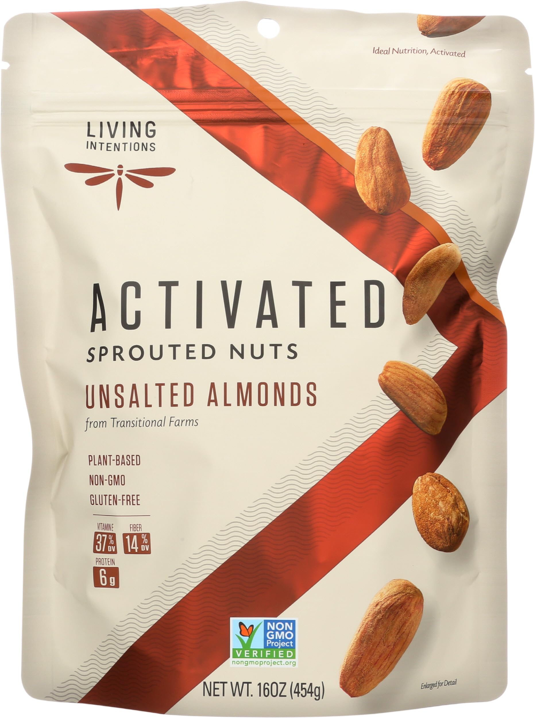 Living Intentions Sprouted Transitional Almonds, Nongmo, Gluten Free, Vegan, Paleo, Kosher,16 Oz
