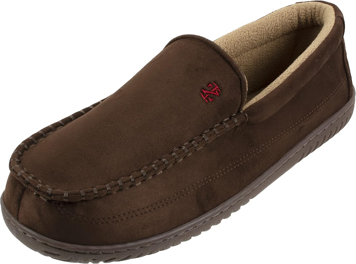 IZOD Men's Moccasin Slipper, Winter Warm Slippers with Memory Foam