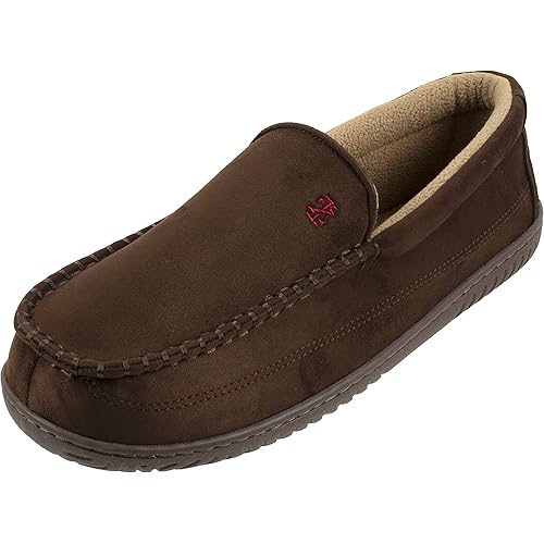 IZOD Men's Two-Tone Moccasin Slipper, Warm Soft Classic Slip-On, Men's Sizes 8 to 13