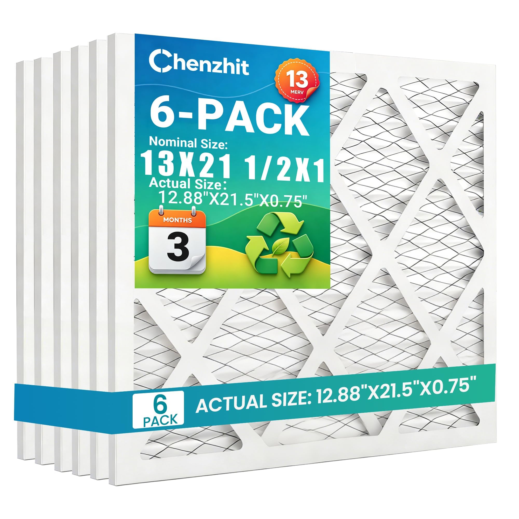 (6 Pack) 17x22x1 Air Filter, MPR 1900 & FPR 10, MERV 13 Pleated Air Filter (Actual Size:16 3/4x21 3/4x3/4 inch) — Amazon image 15