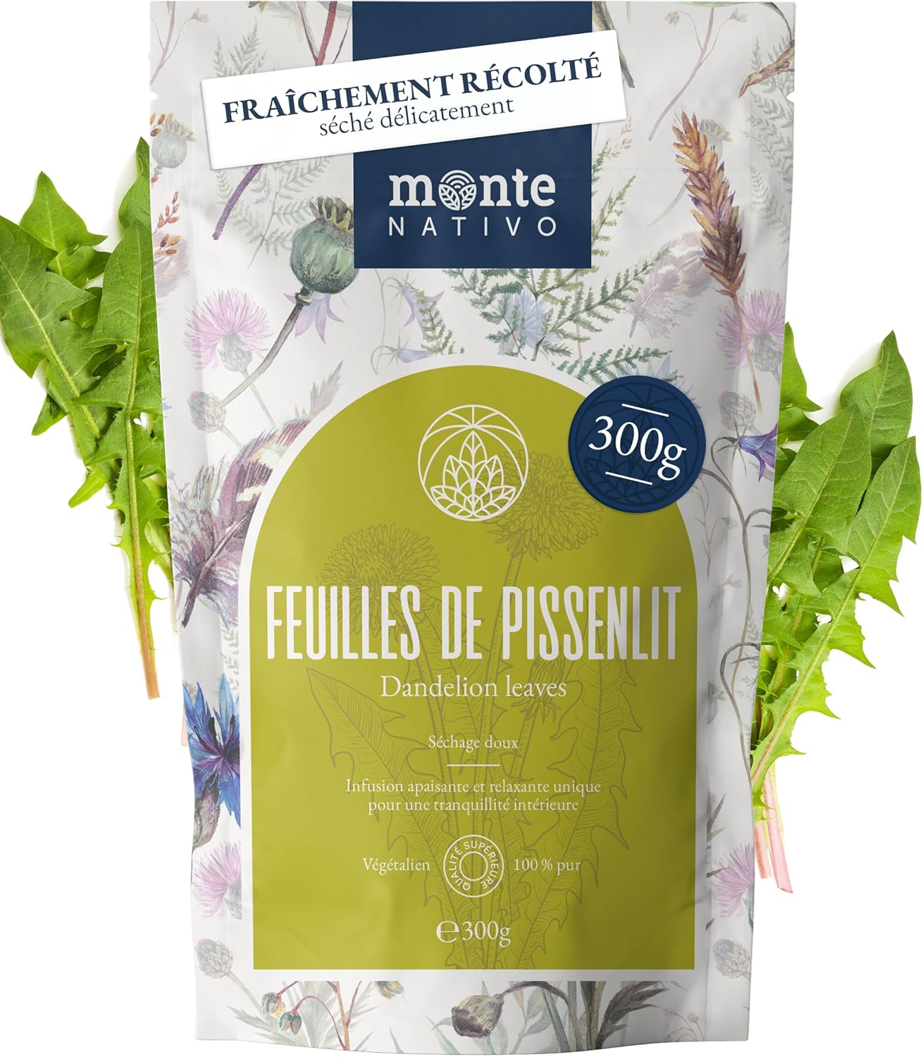 Monte Nativo Dandelion Tea (300 g) – Dandelion Tea – Dandelion Tea – 100% Pure and Natural, No Additives – Herbs with Intense Aroma for Making a Delicious Cup of Tea Monte Nativo Dandelion Tea (300 g) – Dandelion Tea – Dandelion Tea – 100% Pure and Natural, No Additives – Herbs with Intense Aroma for Making a Delicious Cup of Tea