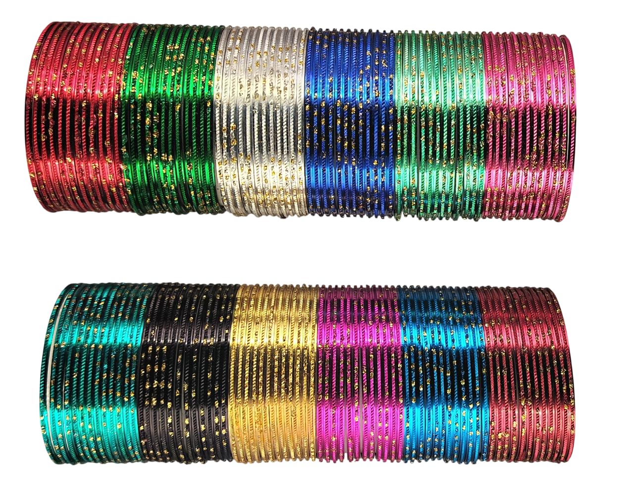 Glossy Look Non Precious Metal Bangles With Golden Zari Pods In 12 Color For Girls And Womens(Pack of 144)-image-12