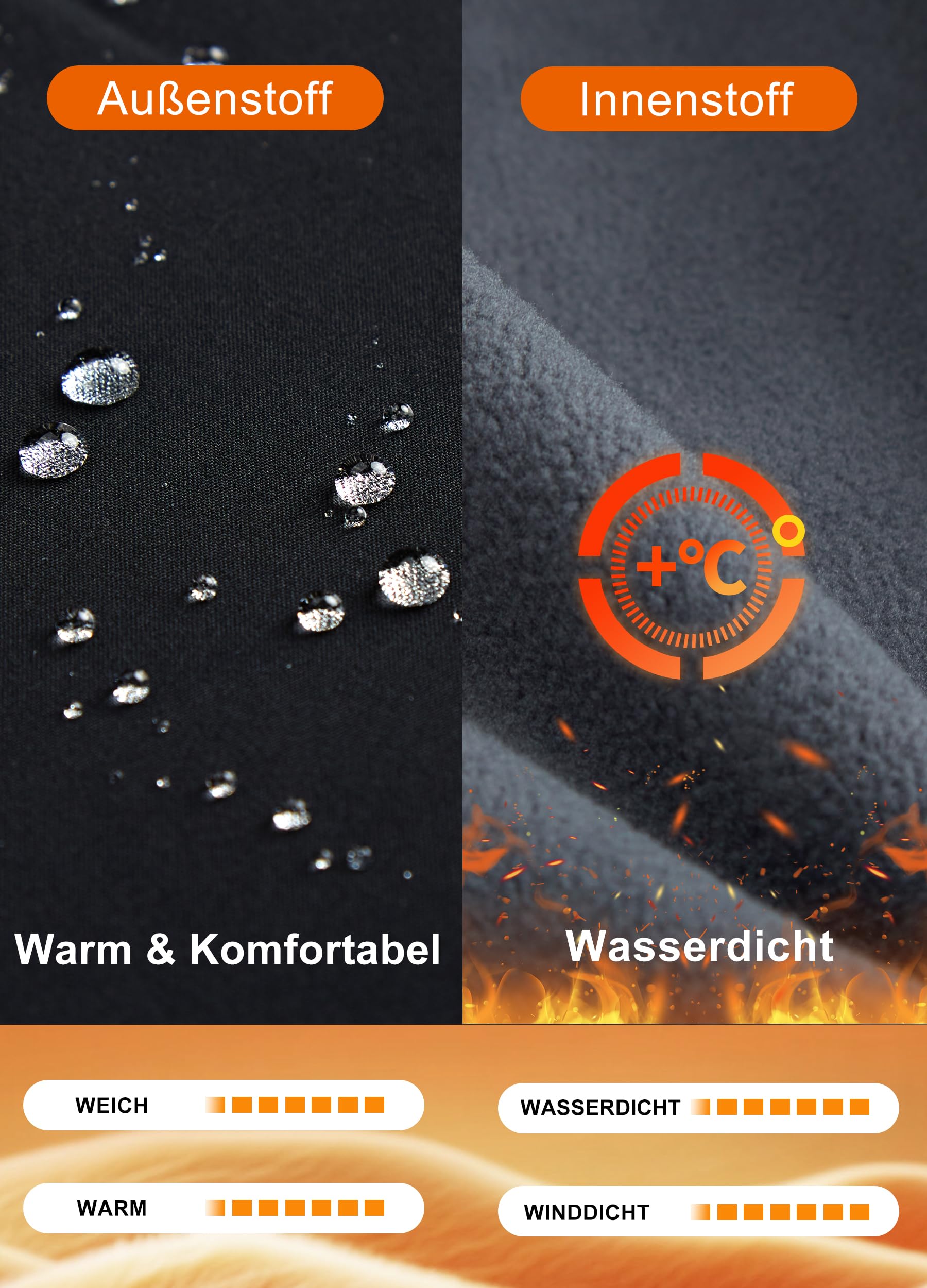 Libin Thermohose Herren Winter Softshellhose Wasserdicht Winddicht Gefüttert Skihose Wanderhose Winterhose Outdoorhose Schneehose Regenhose Trekkinghose