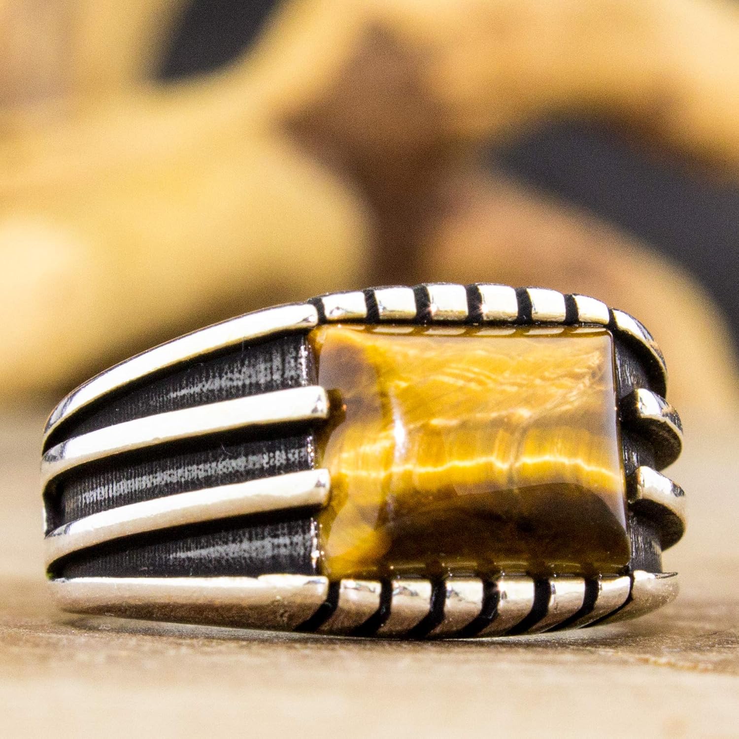 Natural Tiger Eye Stone Solid 925 Sterling Silver Special Design Elegant Ring for Men - Image 4