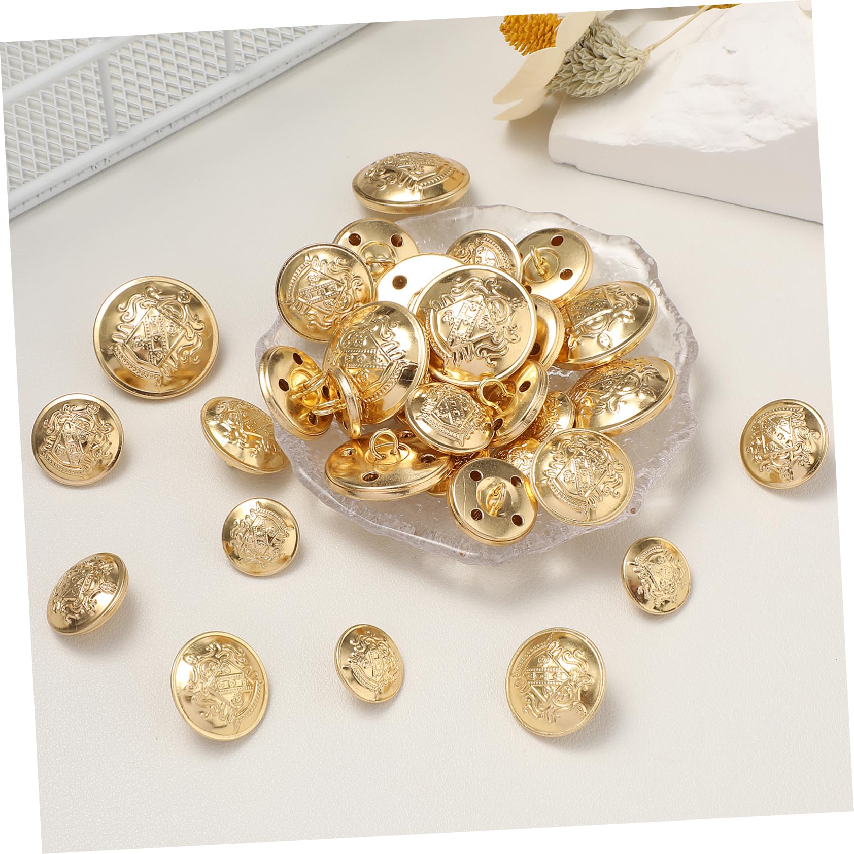 SHINEOFI 10 Set Di Bottoni in Ottone Vintage Di Varie Dimensioni Per Abbigliamento Bottoni Da Cucito in Metallo Per Blazer Cappotti Uniformi 15 Mm 18 Mm 20 Mm 25 Mm 40 Pezzi*10
