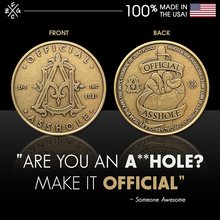 Amazon.com: ZFG Inc. Official Ahole Novelty Coin Funny Gag