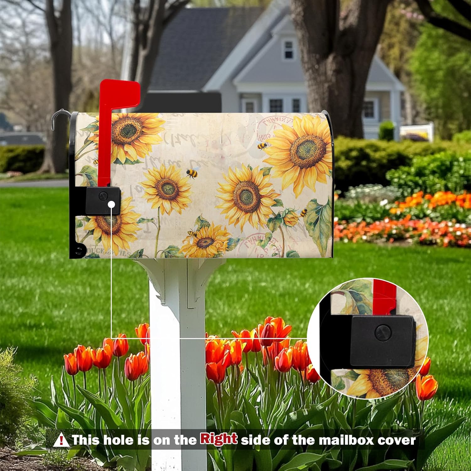 Spring Summer Floral Mailbox Covers Magnetic Sunflowers Flower Mailbox Cover Standard Size 21 x 18 Inch Vintage Rustic Mail Box Wraps for Farmhouse Garden Yard Decor