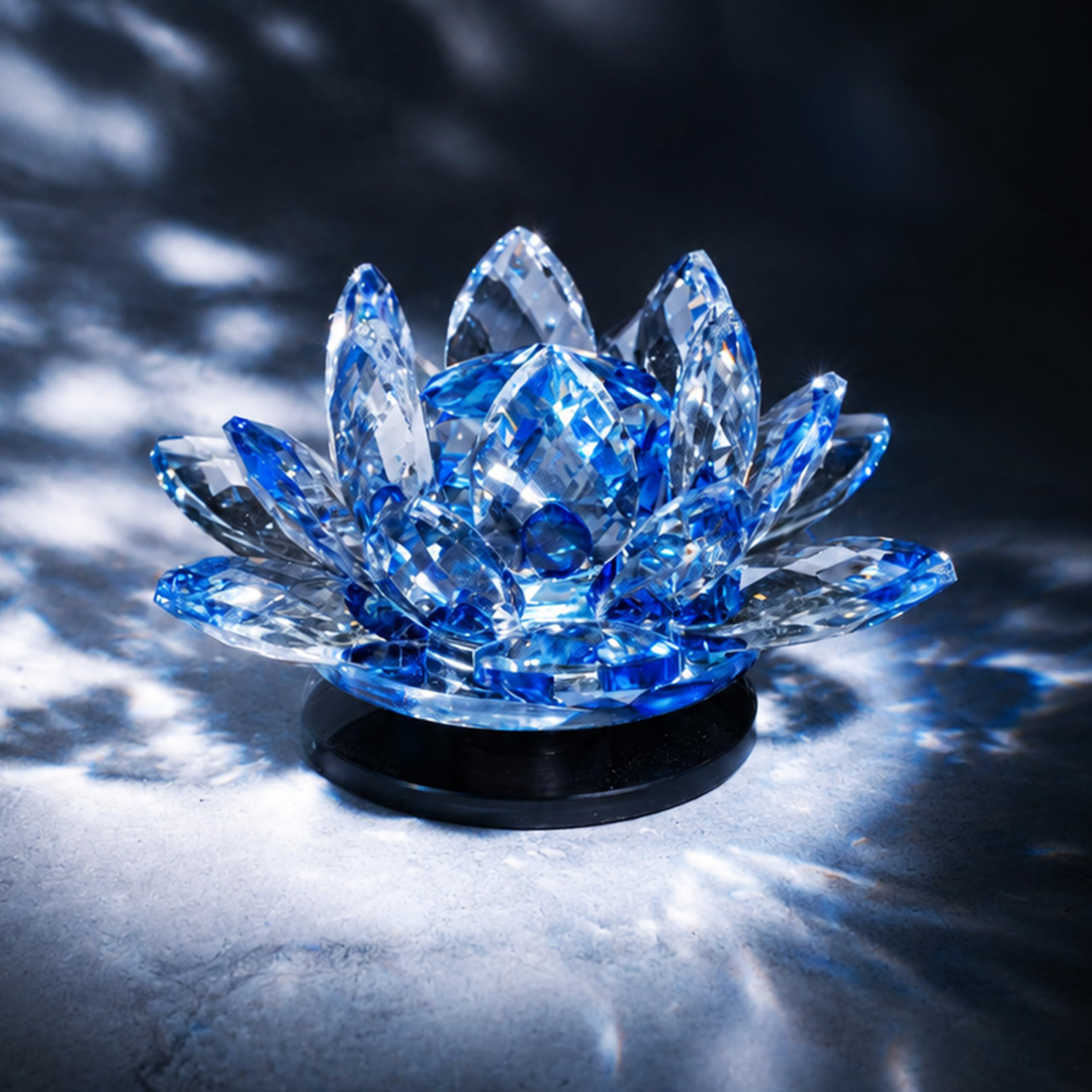 WOFS、World of Feng Shui、風水、クリスタル置物 Sajawa FengShui Crystal Lotus Flower Glass Showpiece, Decor -10.5