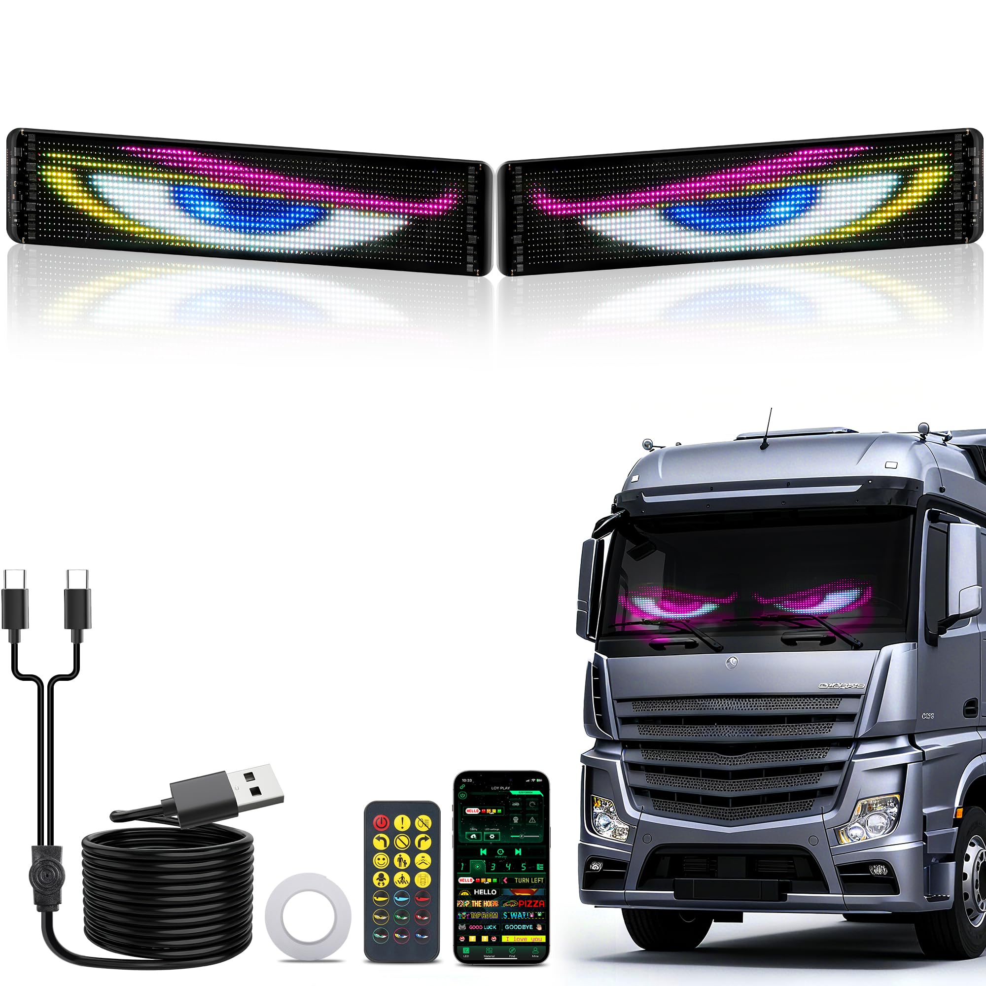 MICTUNING Devil Eyes Light Programmable Matrix Light Panel 60cm X 12cm 2PCS