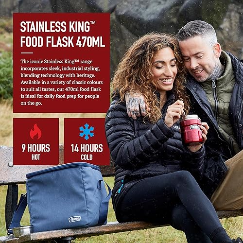 Miniatura 2 de Thermos Frasco de comida King de acero inoxidable, capacidad de 15.9 fl oz, elegante frasco multiusos para preparación diaria de alimentos, acero