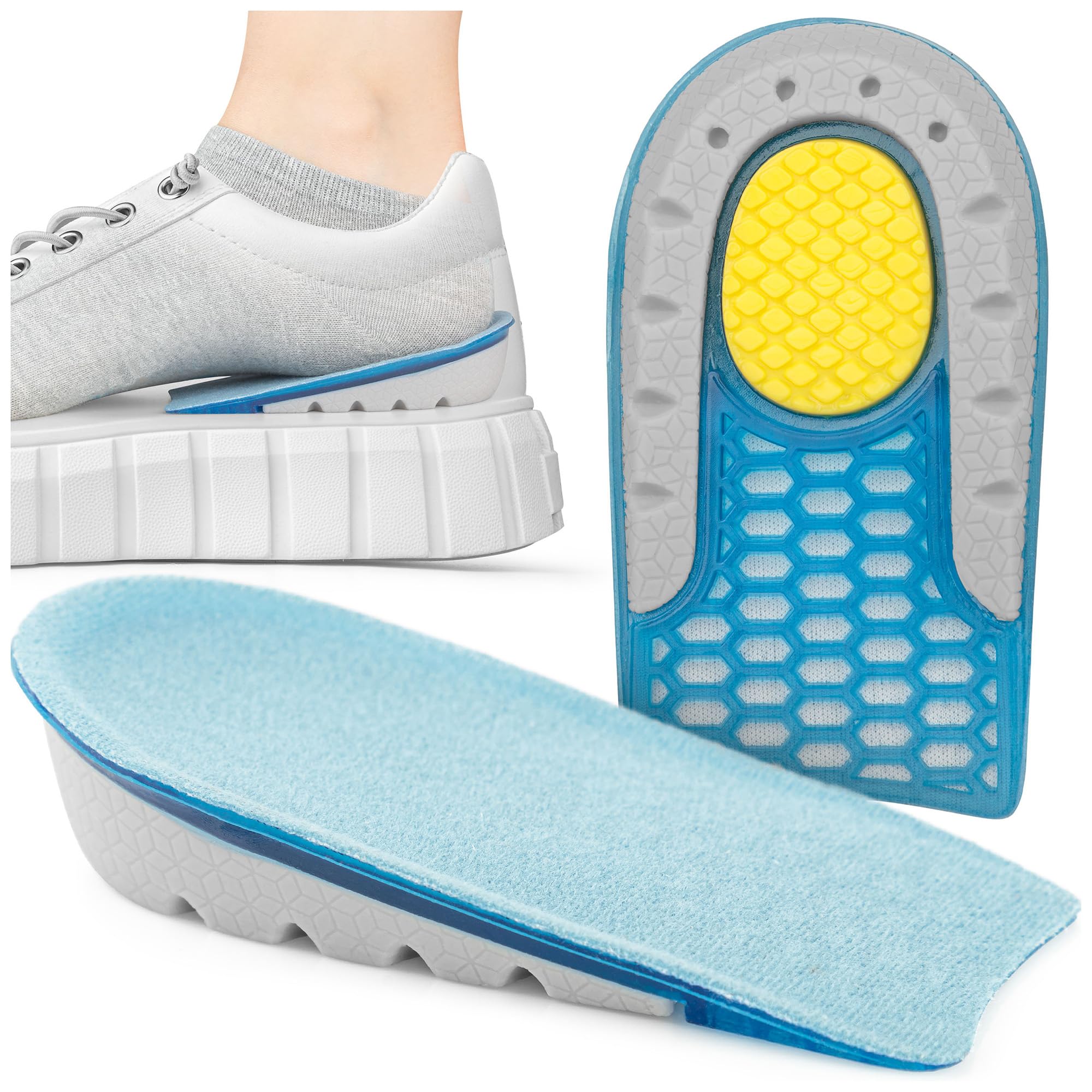 SULPO Talloniera In Gel Solette Rialzate Uomo Donna, Plantare Per Tallonite E Talloniera Per Spina Calcaneare, Cuscinetti Per Scarpe Per Discreta Correzione Altezza- 2 cm, 1 paio