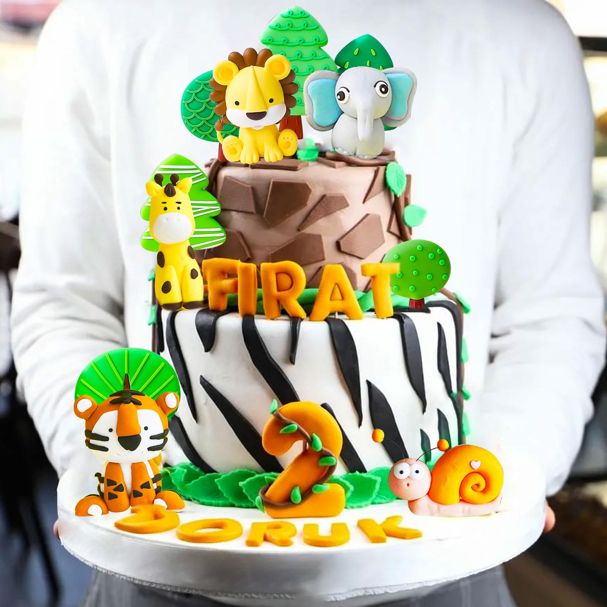JeVenis Décoration De Gâteau Animaux De La Jungle - Thème Safari Wild One Parfait Pour Anniversaire Et Baby Shower