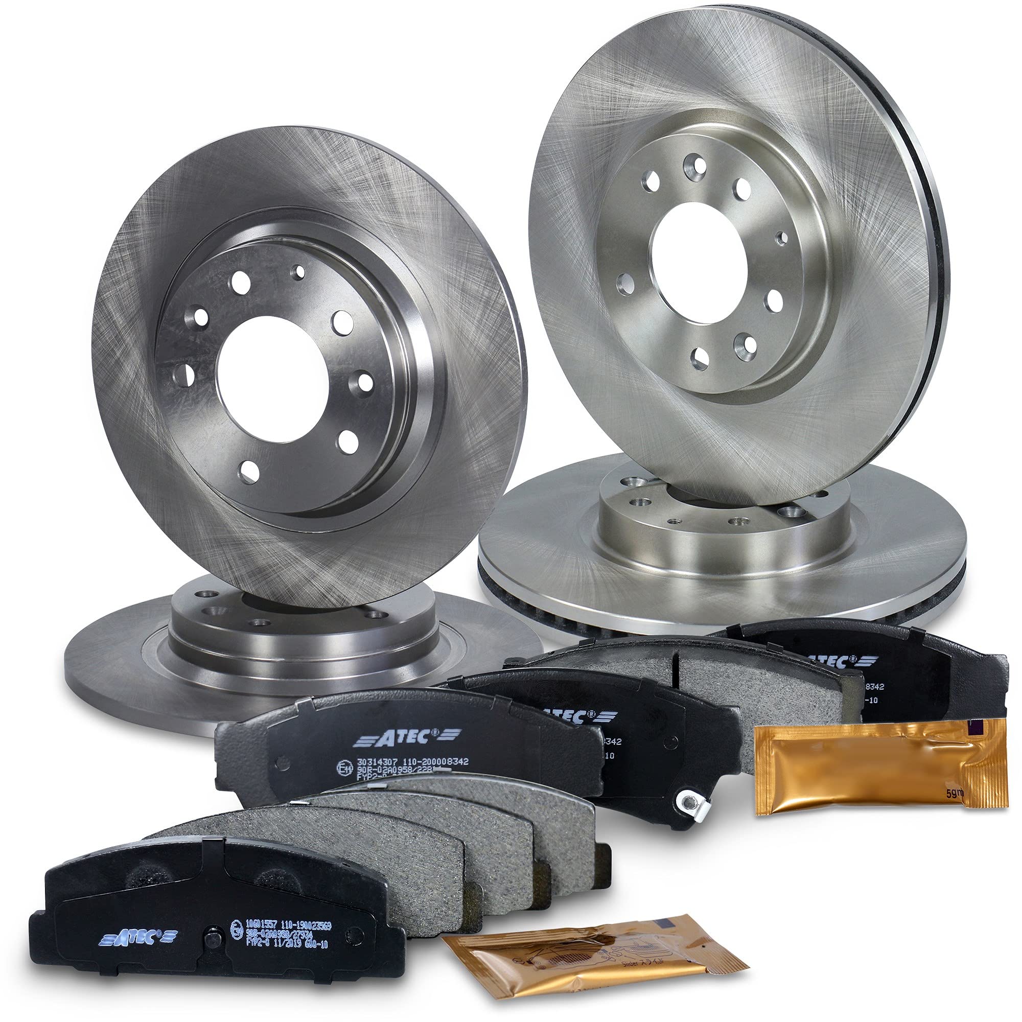 BESTPRICE Juego de frenos incl. discos de freno delanteros Ø 299 mm + traseros Ø 280 mm + pastillas de freno delanteras y traseras, compatible con MAZDA 6 Hatchback (GH),6 Estate (GH),6 Notchback (GH)