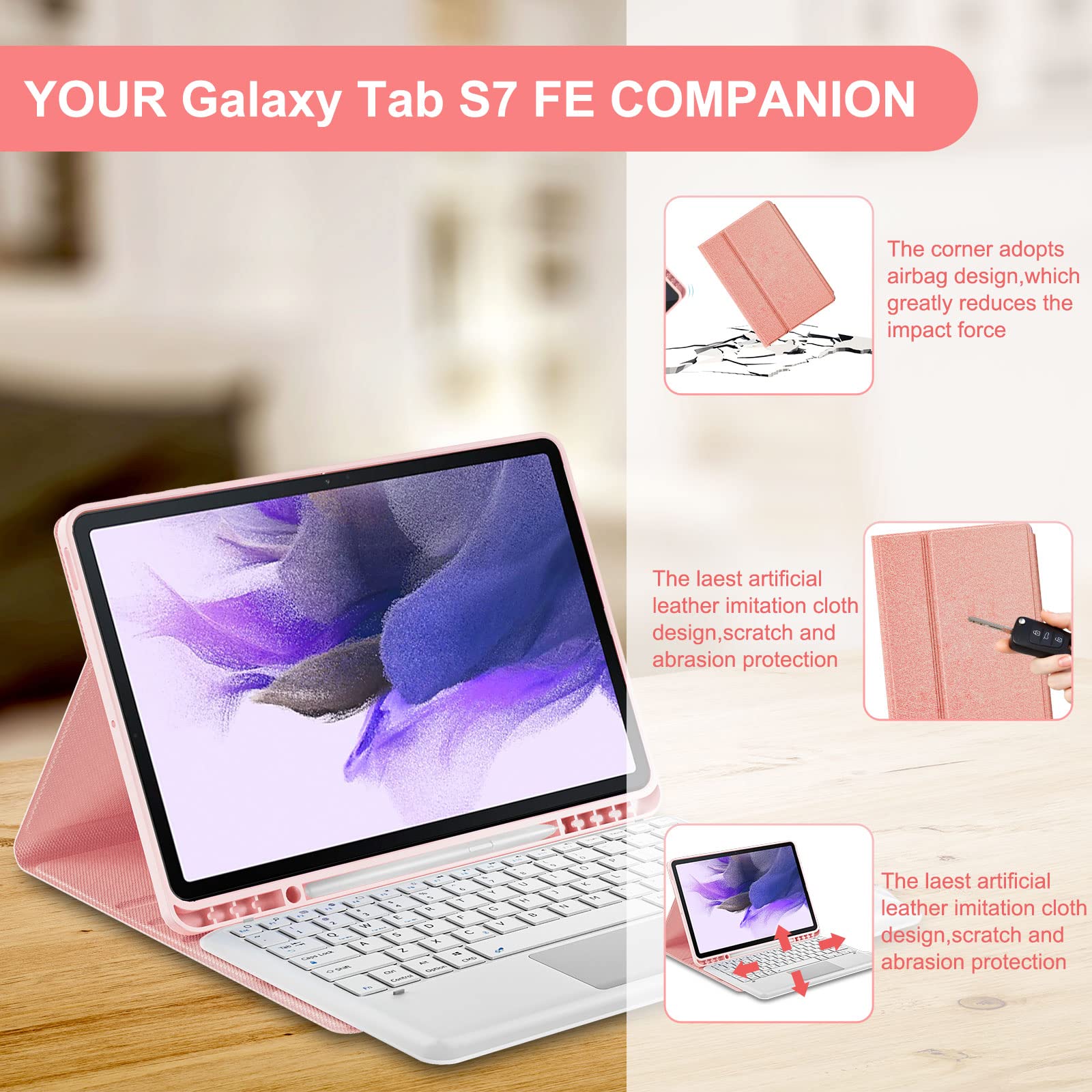 Buy Keyboard Case for Samsung Galaxy Tab S7 FE 12.4" 2021 DOMEUN Smart Wireless Waterproof