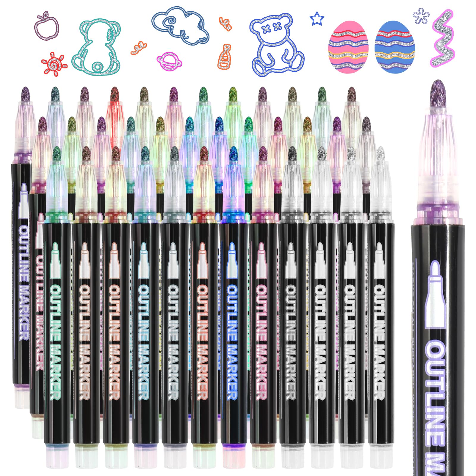 36 Rotuladores Purpurina Rotuladores Magicos Rotuladores Metalizados Doble linea Rotuladores Mágicos para Diseñar Álbumes de Visitas y Álbumes de Fotos