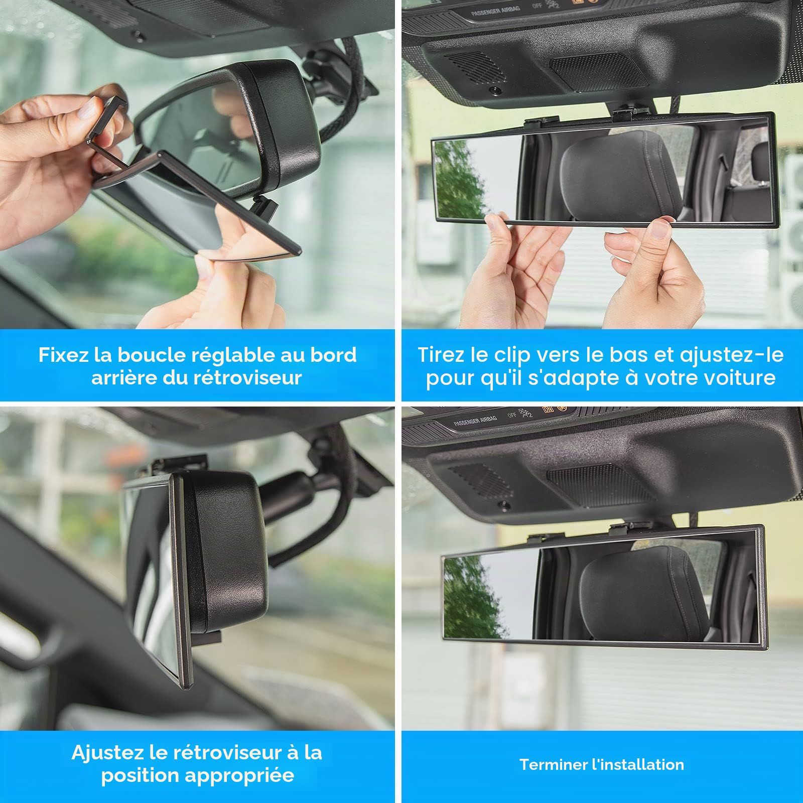 Rétroviseur intérieur universel pour voiture, transparent