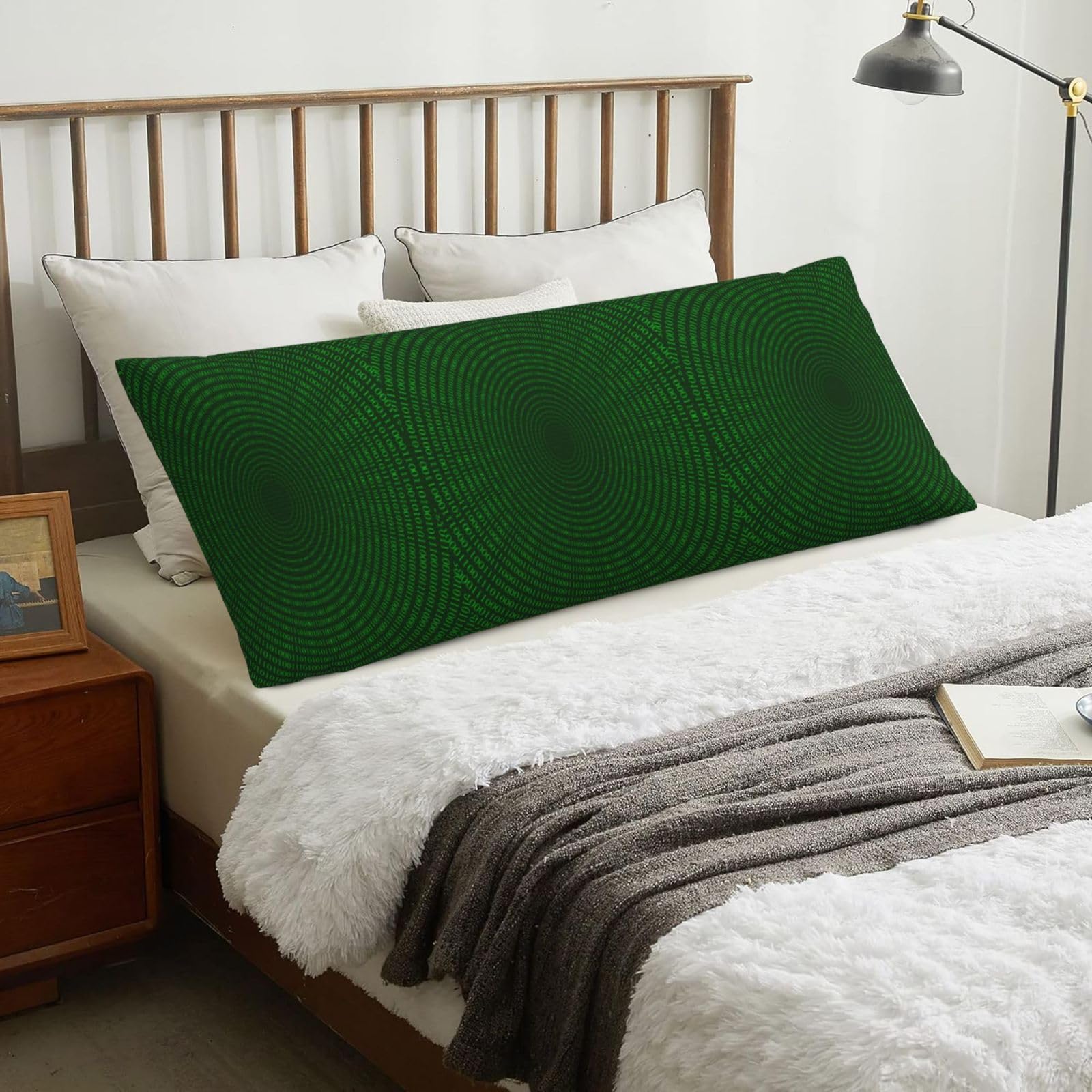 Programmer Binary Circular Code, Body Pillow Cover with Zipper,Long Body Pillowcase 20 x 60 in