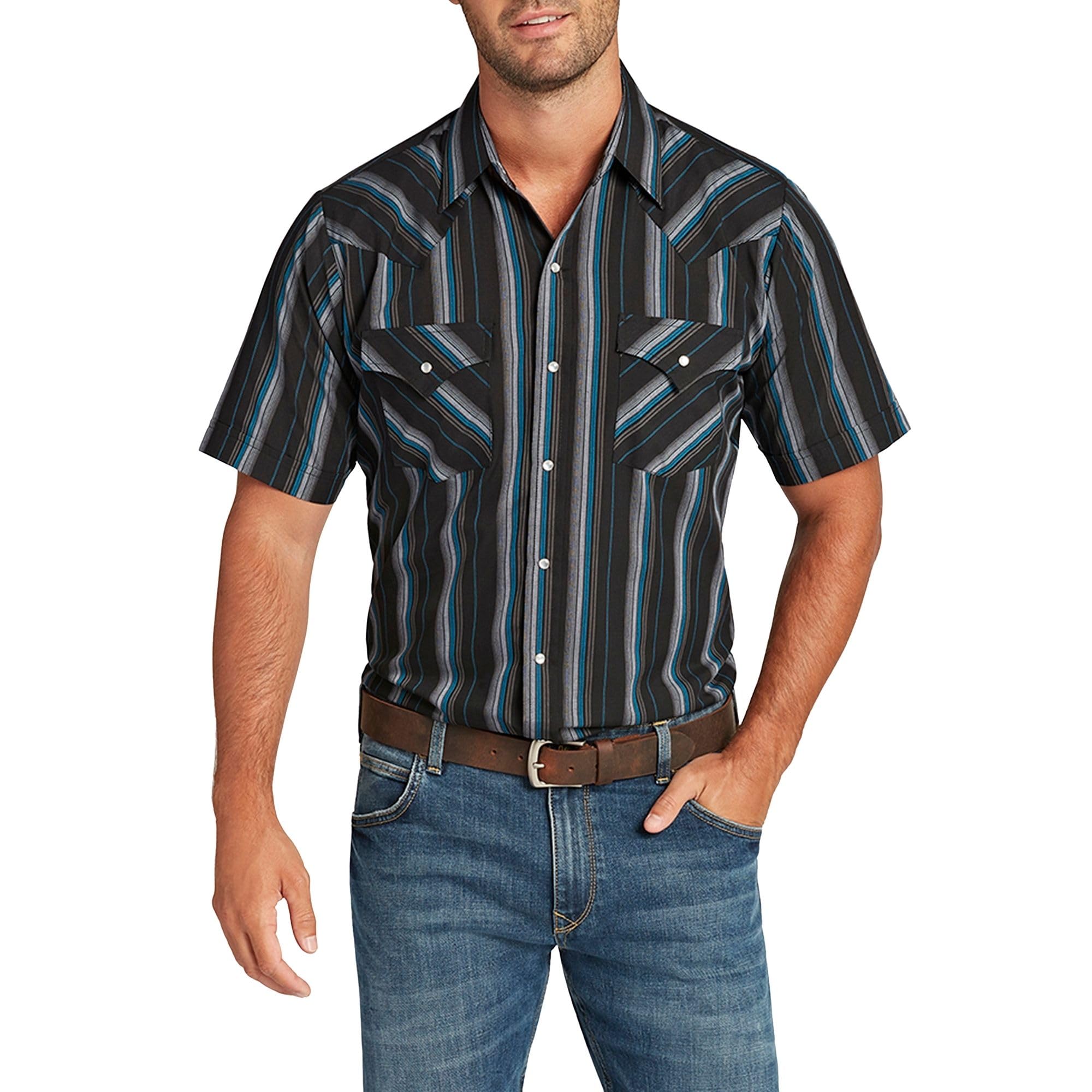 ELY CATTLEMAN Mens Short Sleeve Western Stripe