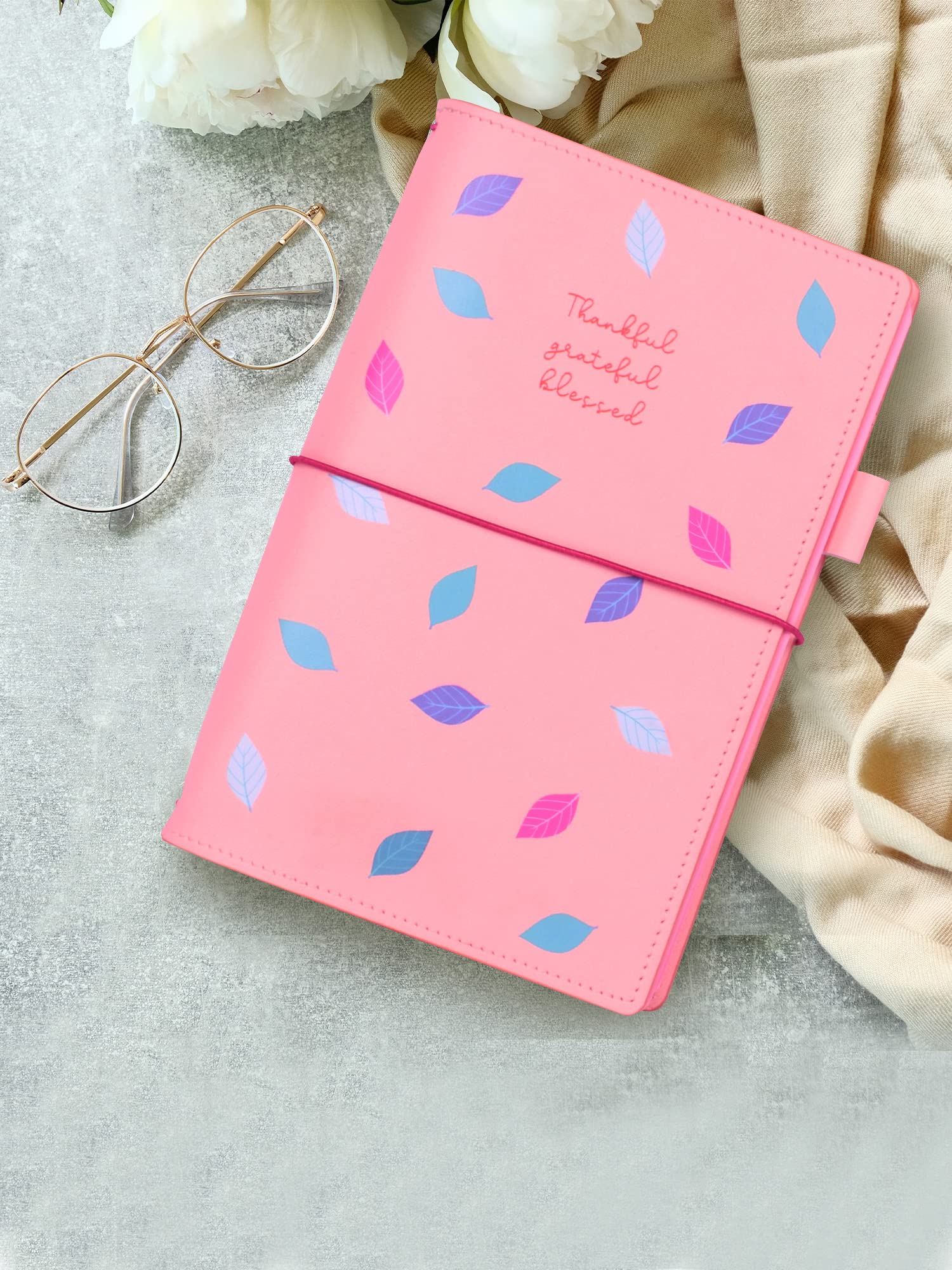 DOODLE Premium Vegan Leather Refillable Journal with Pen, Card Holder, Inside Pocket Packed in a Premium Gift Box I 240 Pages I 80 GSM I Gratitude Galore Daily Thoughts Journal