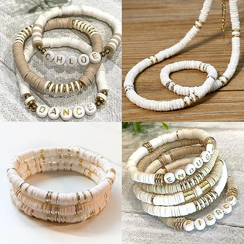 Miniatura 7 de EMUFOOK Juego de 2064 cuentas de arcilla para hacer pulseras, para niñas y adultos, 4 colores, cuentas de arcilla para suministros de joyería, kit