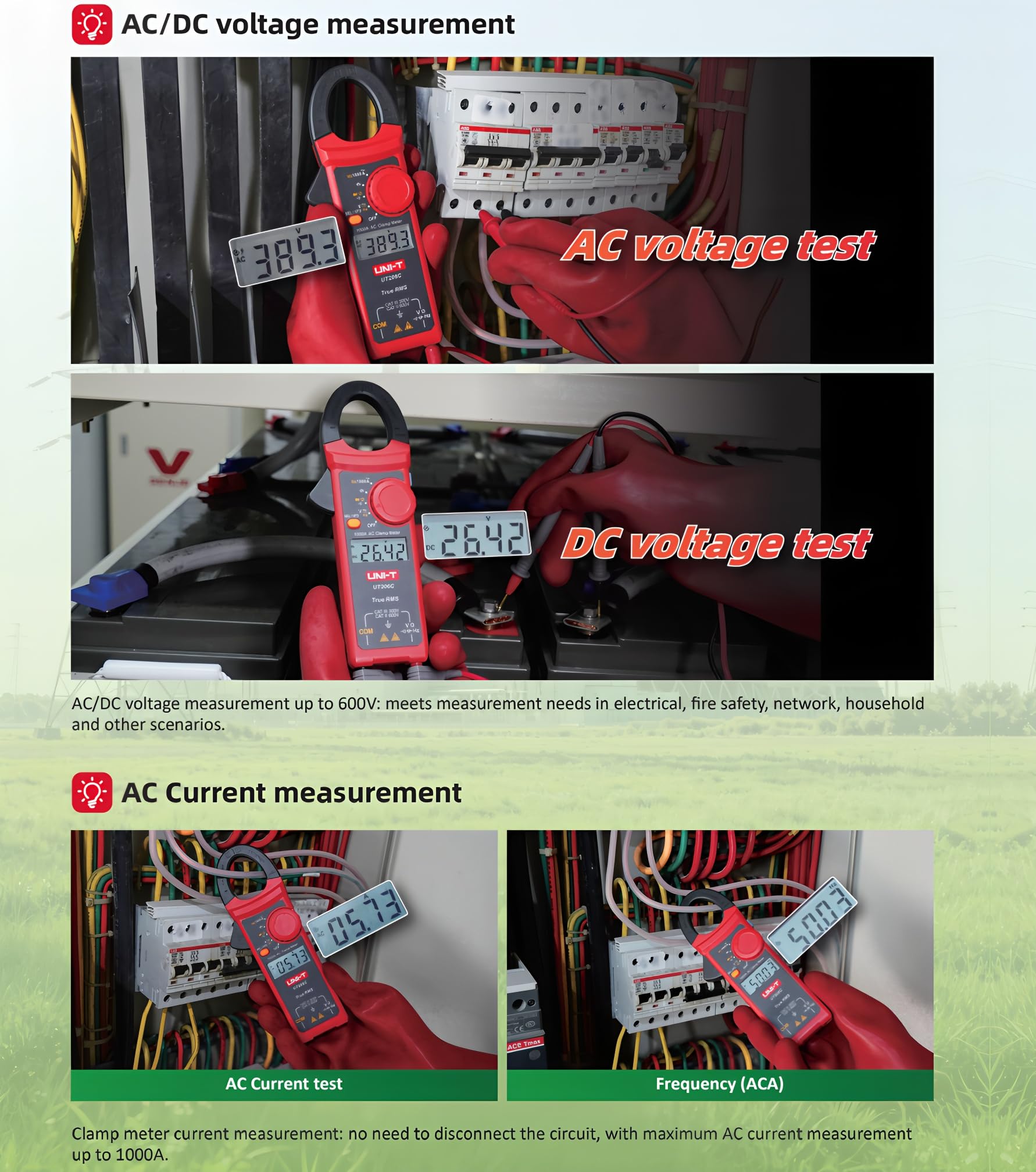UNI-T UT206C Pince multimètre AC/DC 1000A avec température