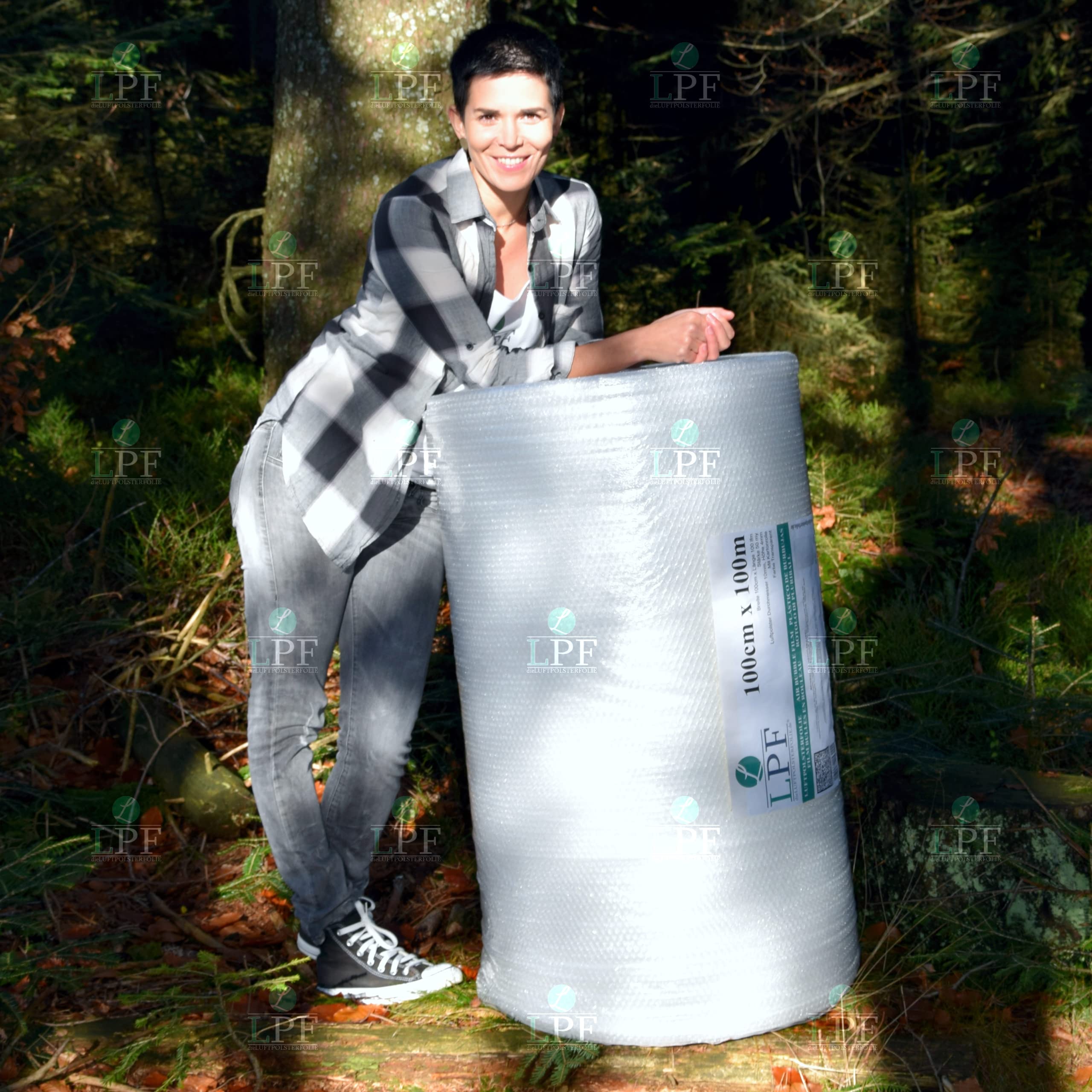 Luftpolsterfolie 100cm x 100m Verpackungsfolie Rolle Transparent