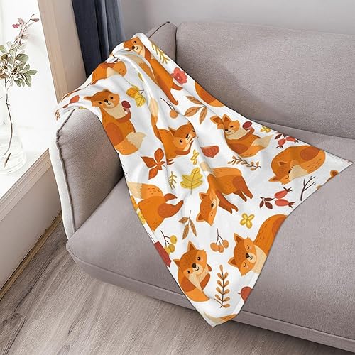 Miniatura 6 de Manta de zorro para mujer, suave manta de forro polar de verano, lavable, manta ligera de viaje para sofá, cama, sofá para todas las estaciones (50